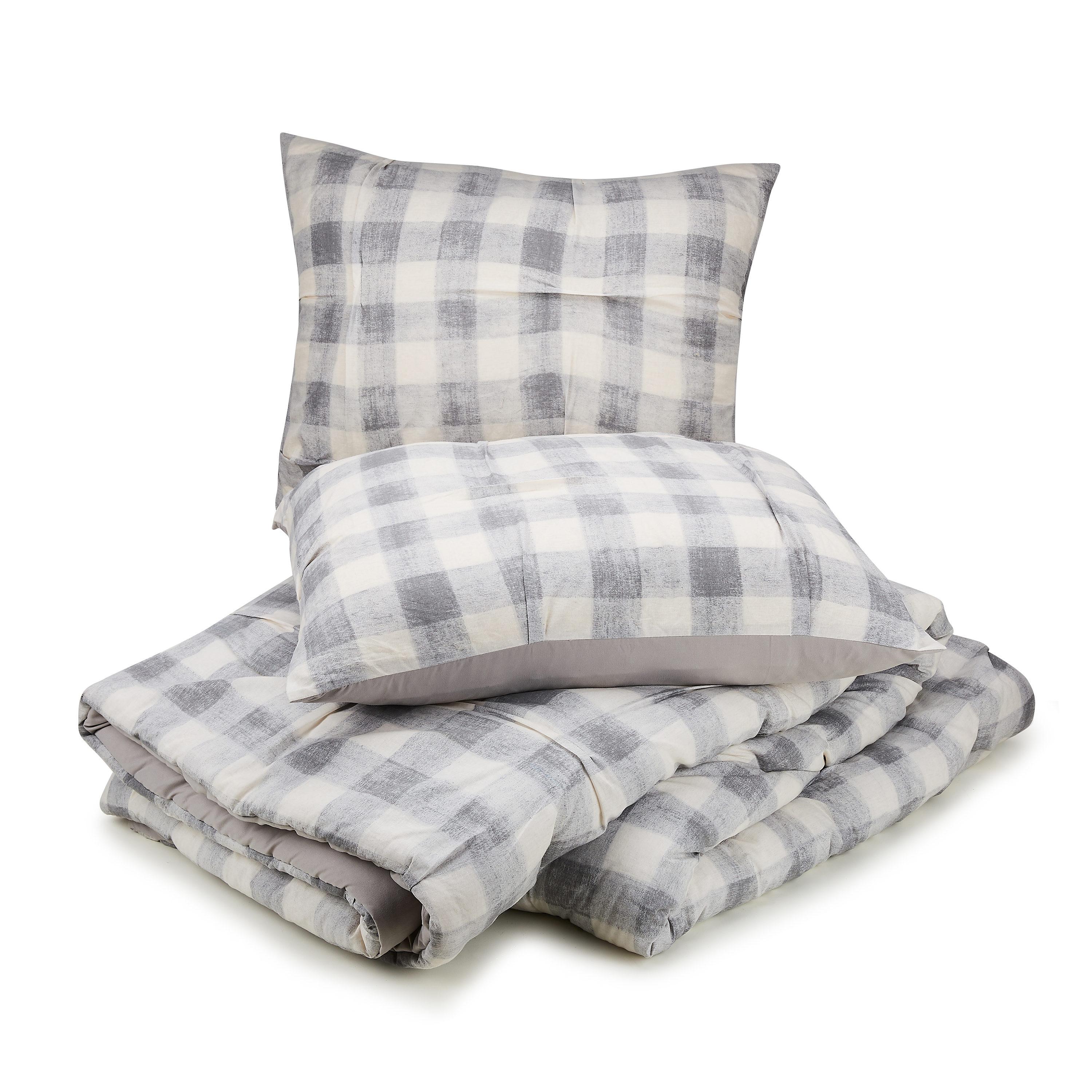 Sateen Box Stitch Striped Comforter Set