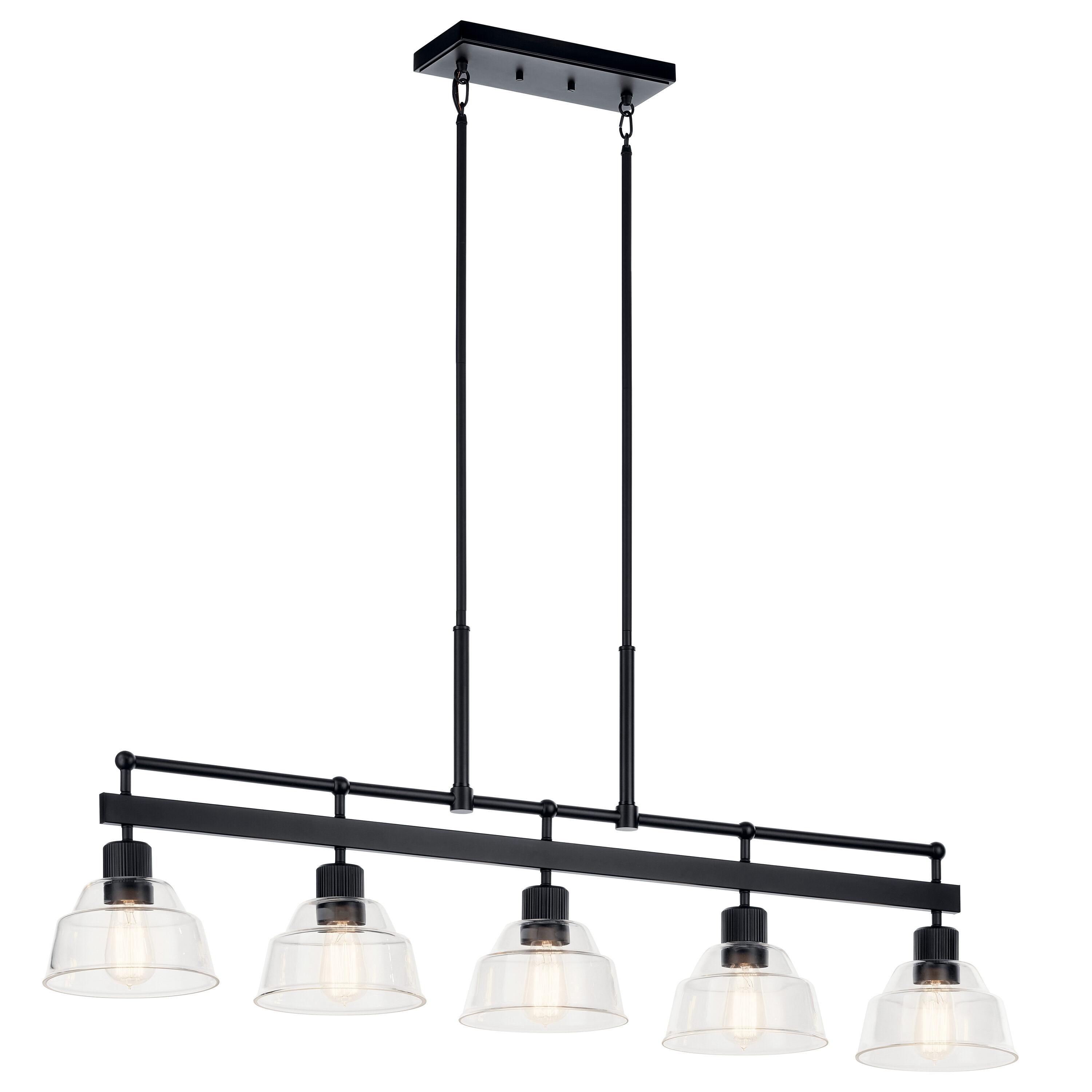 Eastmont Black and Clear Glass 5-Light Linear Chandelier