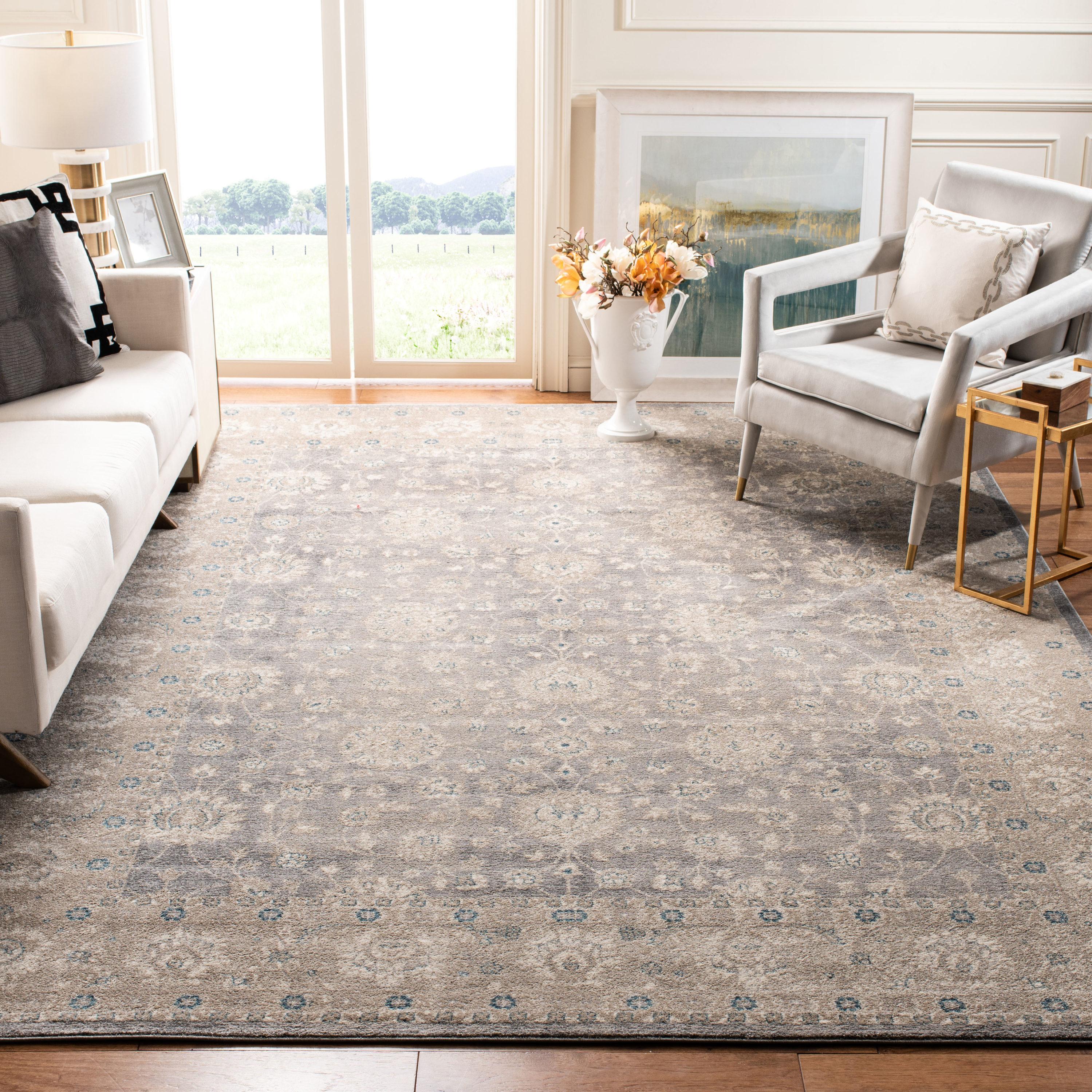 Sofia SOF330 Power Loomed Indoor Area Rug - Light Grey/Beige - 6'7"x9'2" - Safavieh.