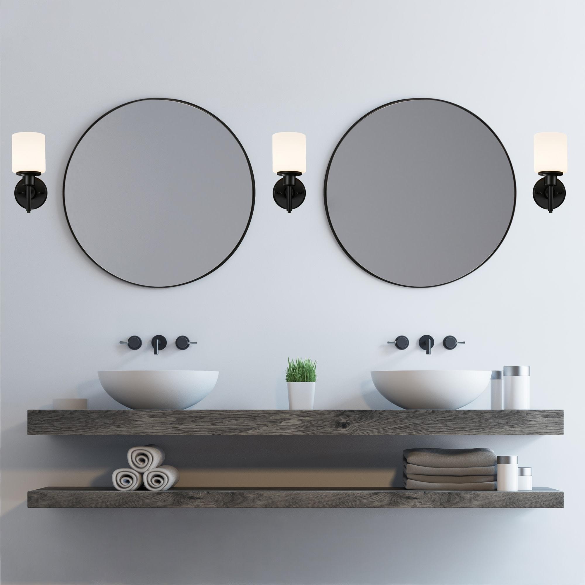 23.5 in. W x 23.5 in. H Metal Framed Flushmount Round Decorative Accent Bathroom Vanity Mirror with Black Frame