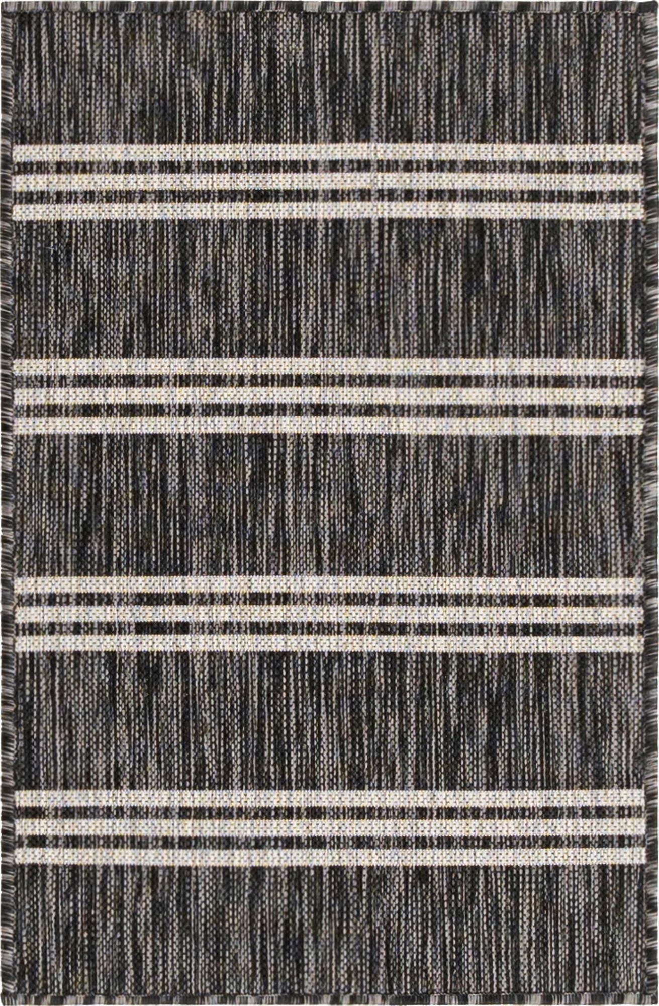Jill Zarin Outdoor Collection Area Rug - Anguilla (2' x 3' 1" Rectangle Charcoal/Ivory)