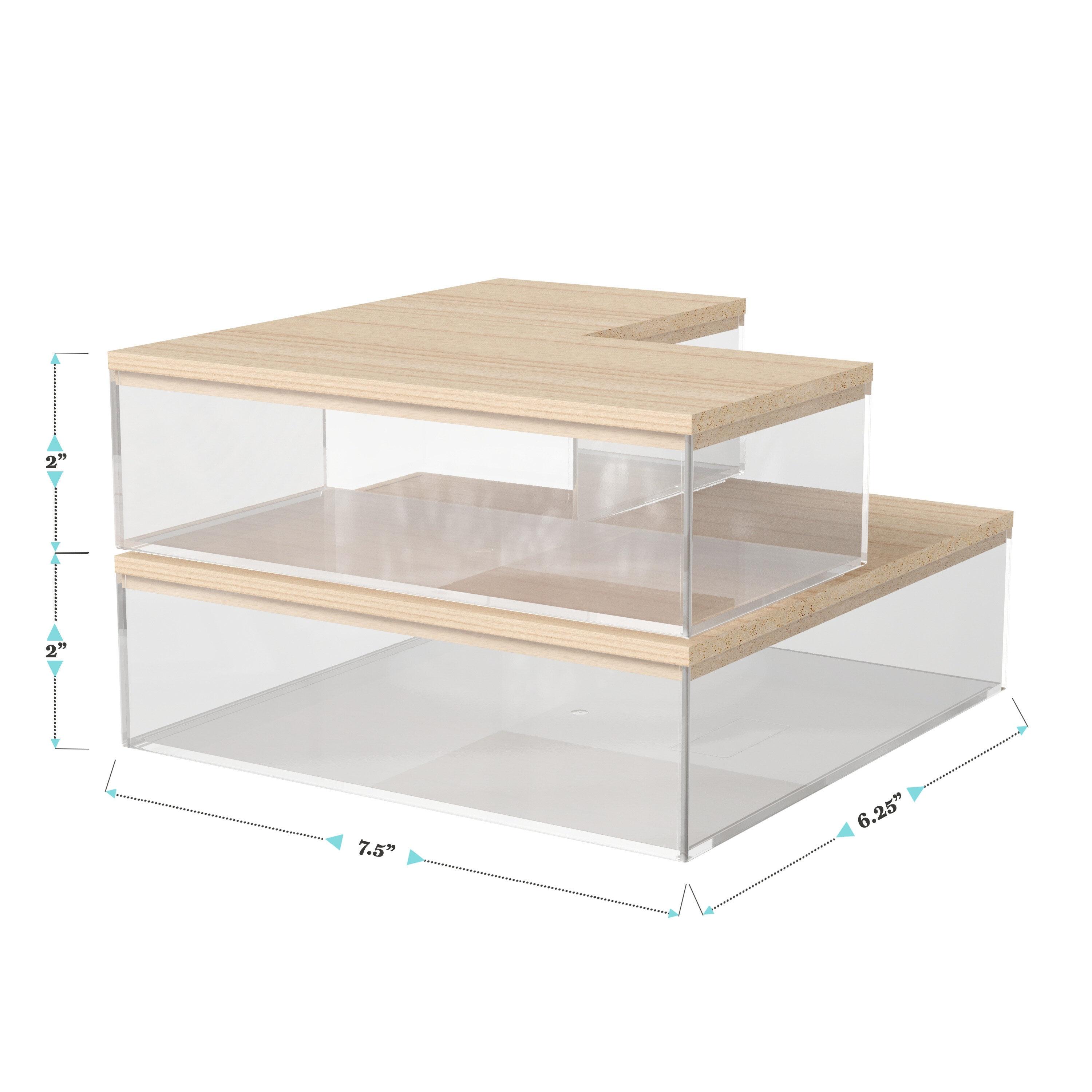 Thomas Martha Stewart Clear Plastic Storage Organizer Bin Set with Wooden Lids