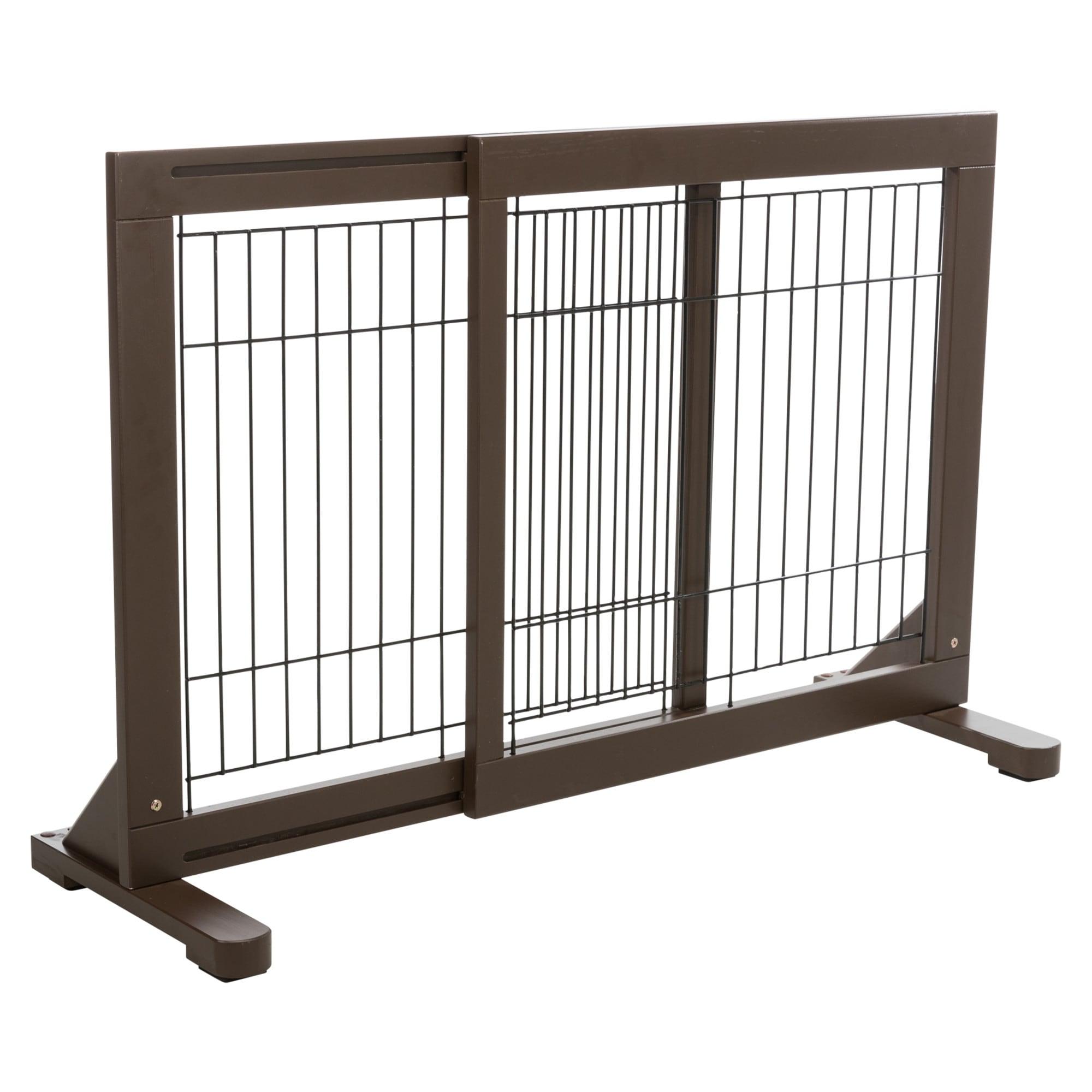 TRIXIE Adjustable Wooden Freestanding Pet Gate, 24" Tall Step Over, Expands to 42.5", Pet Barrier