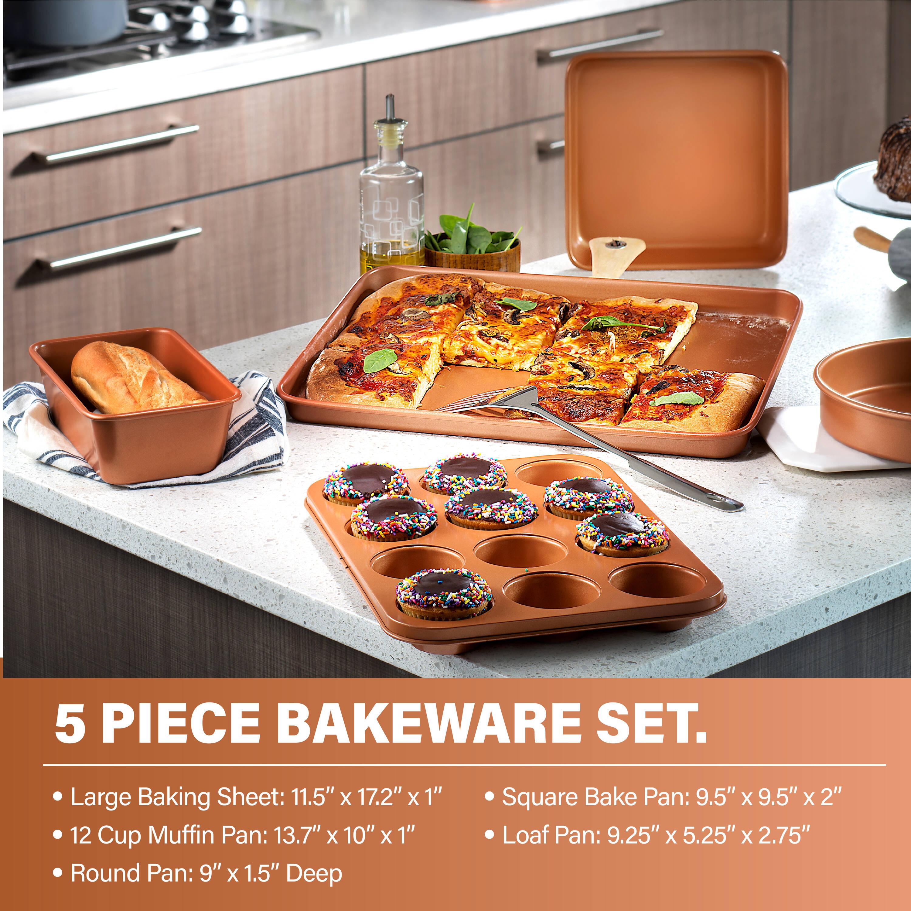 Gotham Steel Nonstick Pots and Pans 20 Pcs Kitchen Ceramic Cookware Set Bakeware Cooking Frying Skillet Sauce Pan Hammered