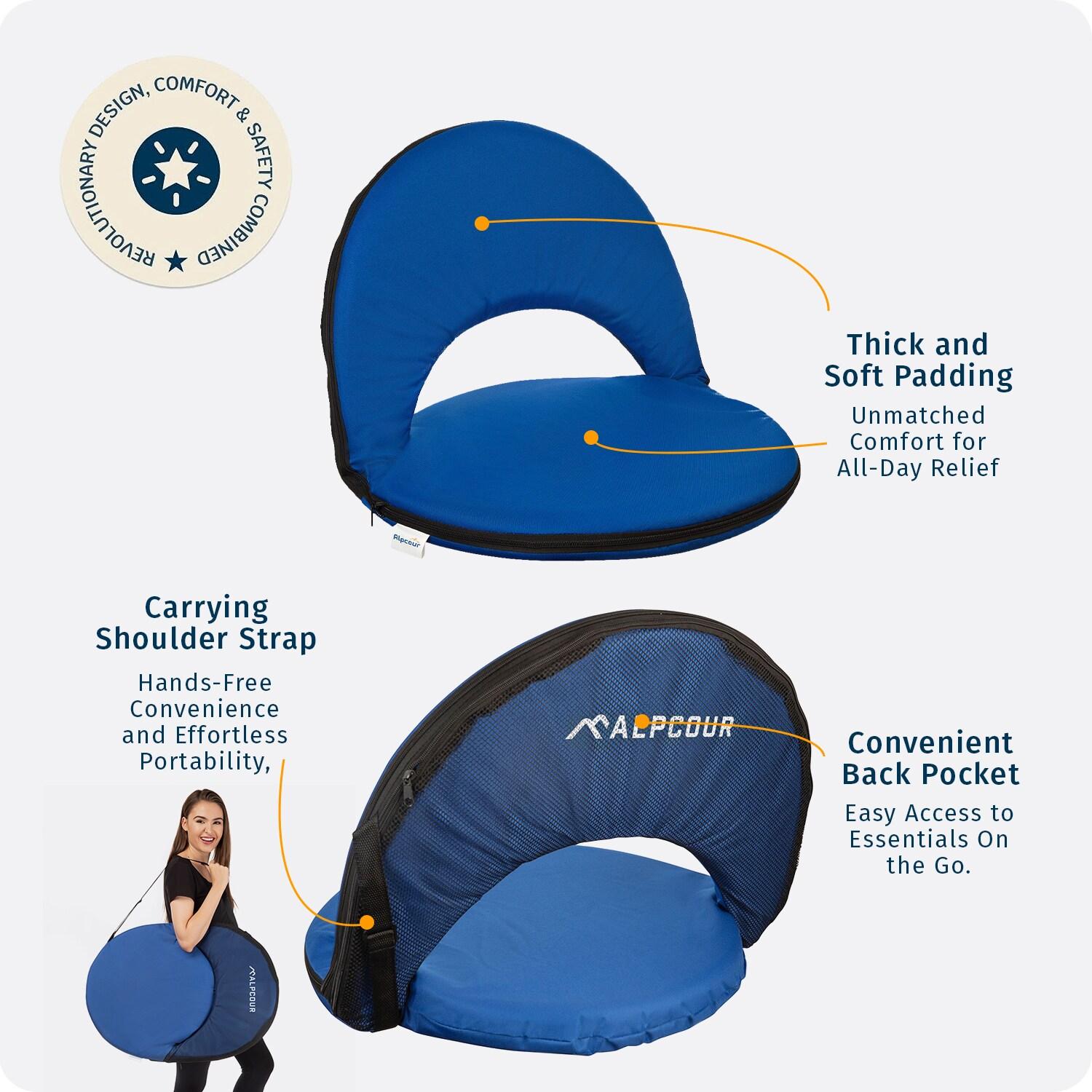 Alpcour Reclining Stadium Seat - Waterproof, 6-Position Comfort for Outdoor Use - Royal Blue