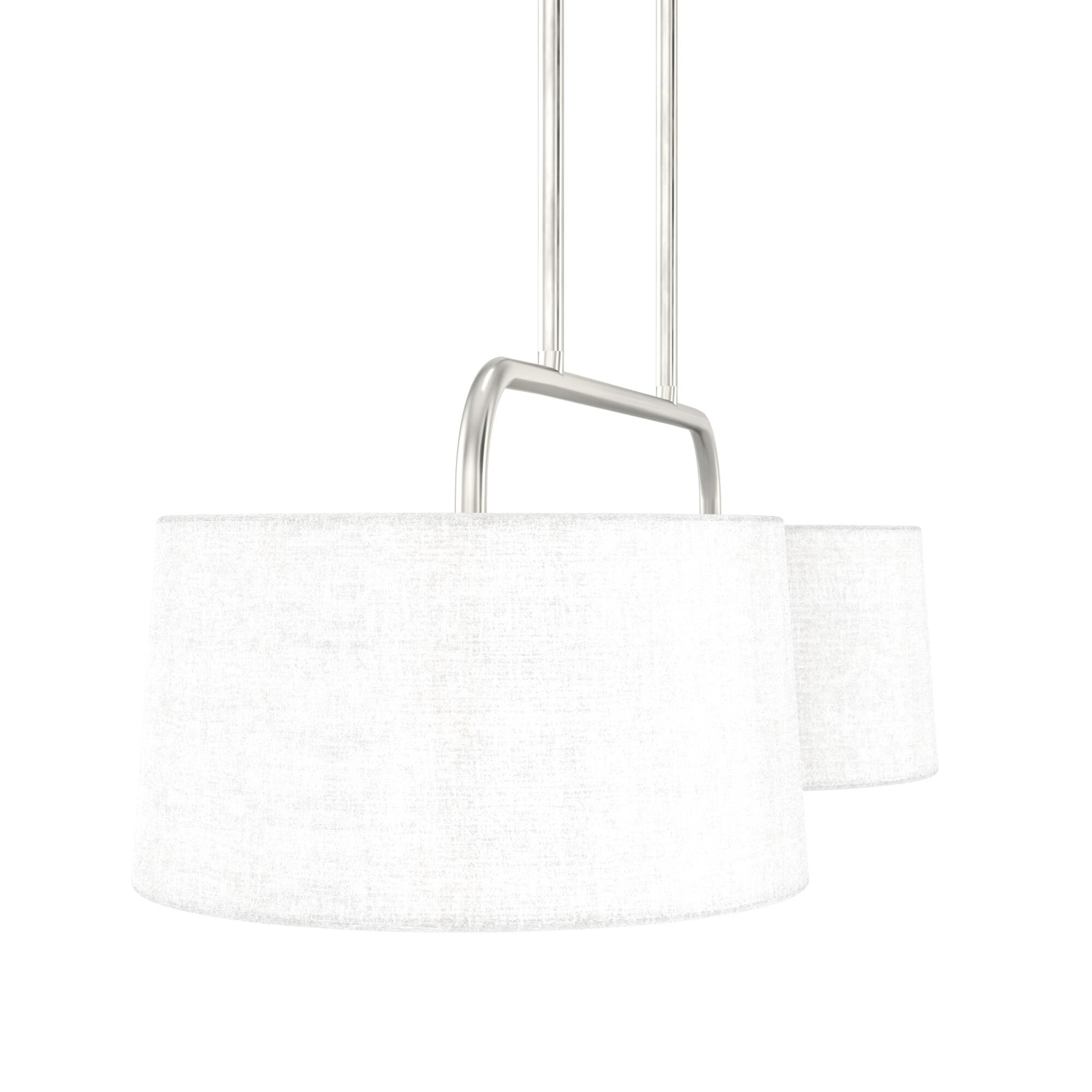 Hunter - Cottage Hill 4-light Brushed Nickel, Large Chandelier, Dimmable, Modern Style, Linear Shaped, for Bedrooms, Kitchens, Dining, Living Rooms - 19892