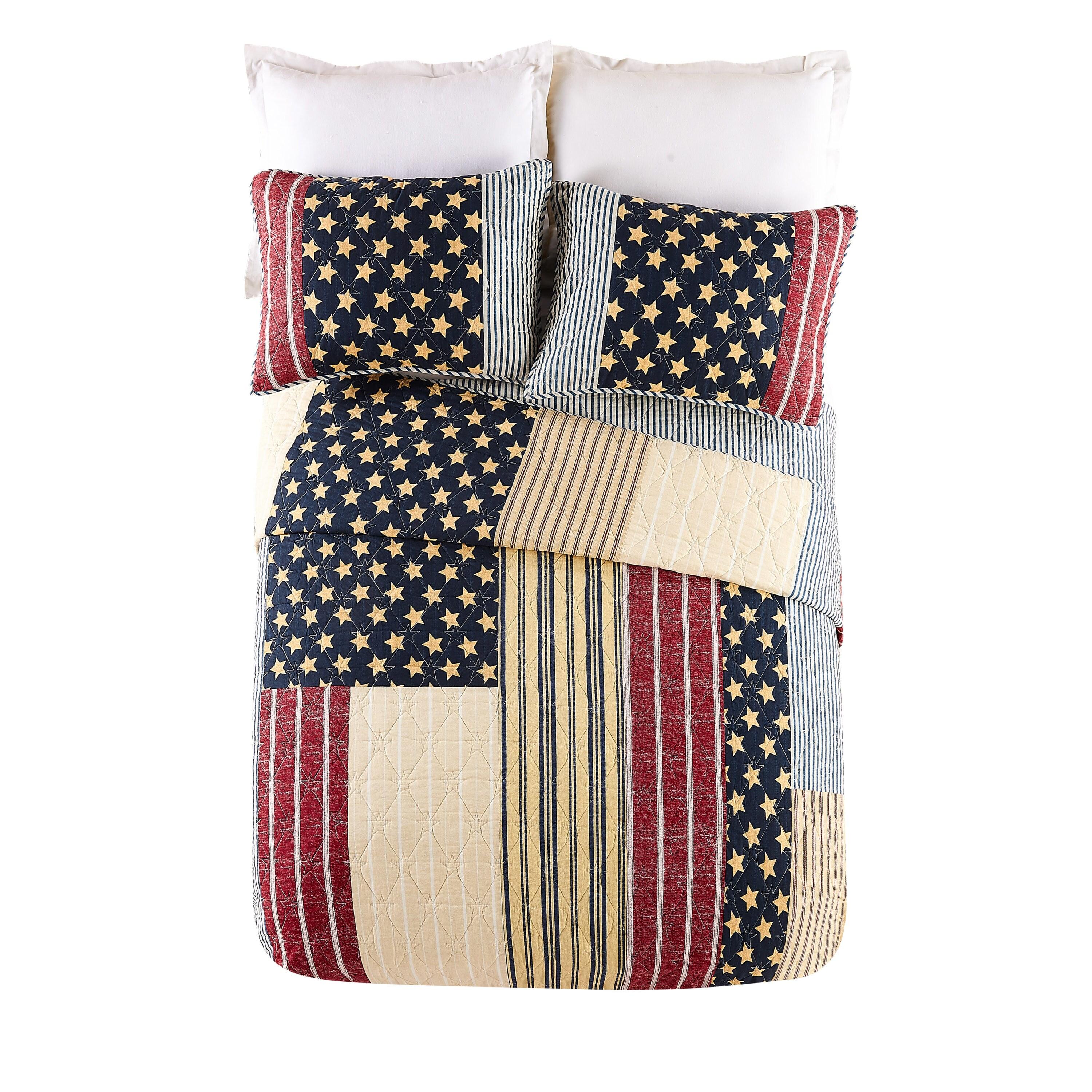 Americana 100% Cotton Patchwork 3-Piece Quilt Set