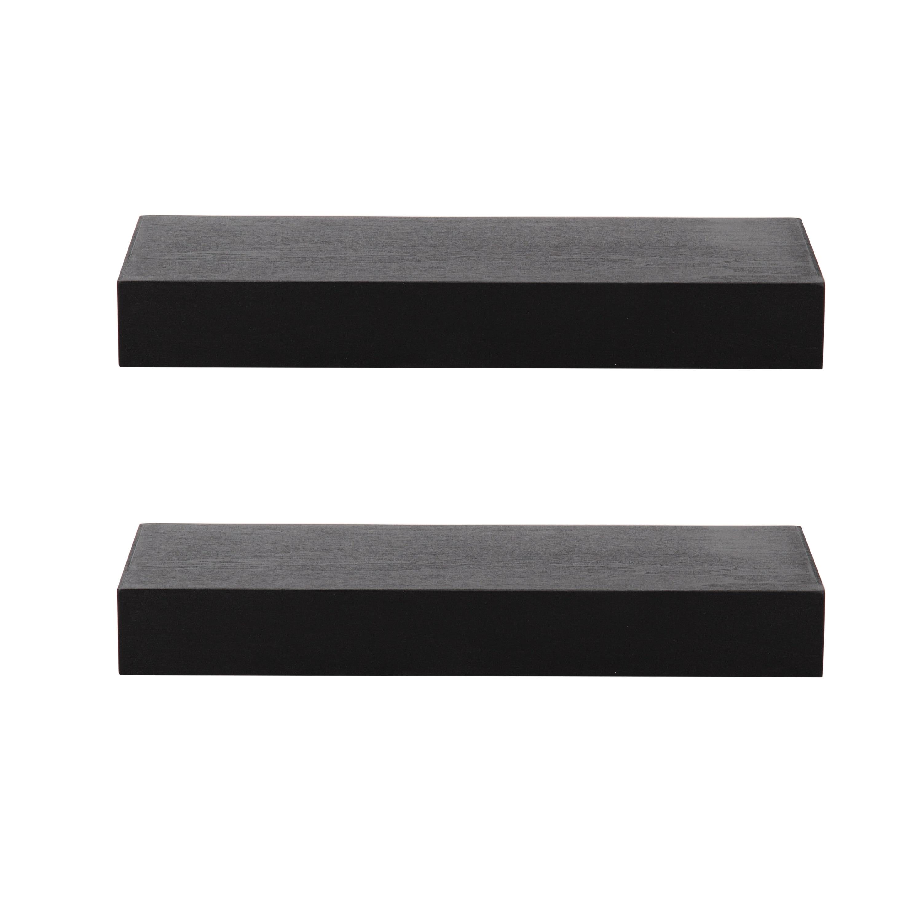 Kate & Laurel All Things Decor 2pc 18" Havlock Wood Shelf Set Black: MDF Open Shelves, No Assembly Required