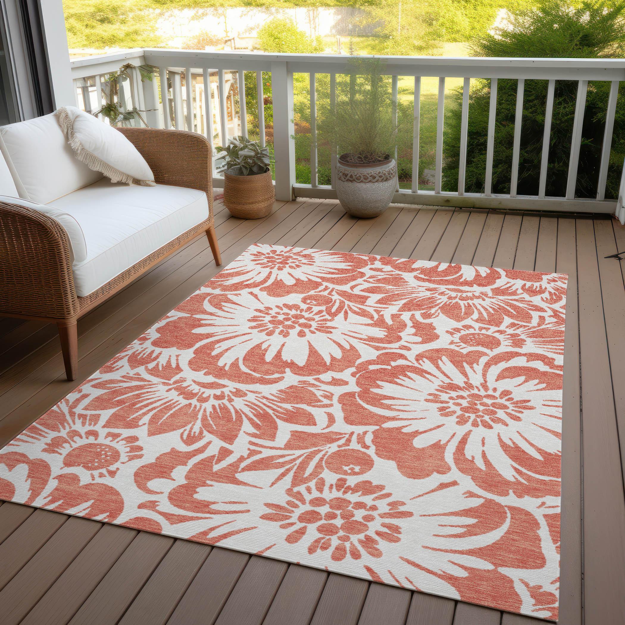 Addison Rugs Machine Washable Indoor/ Outdoor Whimsy Floral Chantille Rug Salmon - 9' x 12'