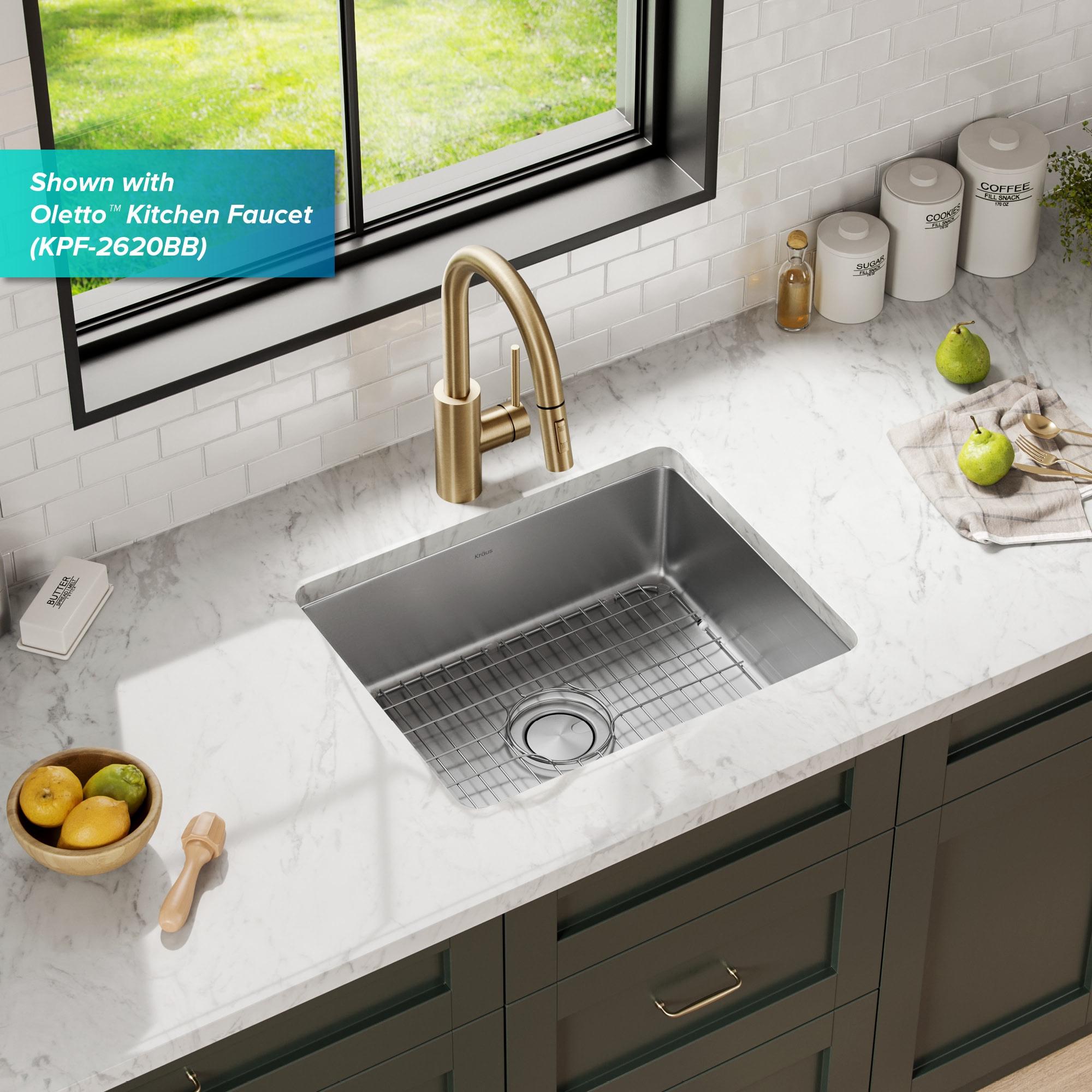 Dex™️ Series KRAUS 21" L Undermount 16 Gauge Stainless Steel Single Bowl Kitchen Sink