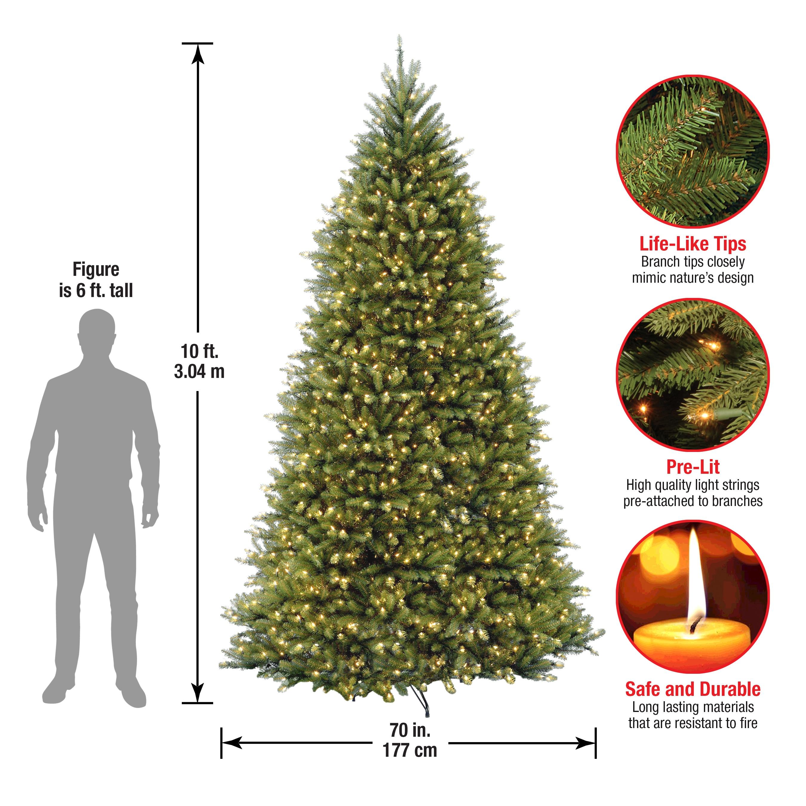 National Tree Company Pre-Lit Artificial Christmas Tree, Green, Clear Lights, Includes Stand, 10 Feet