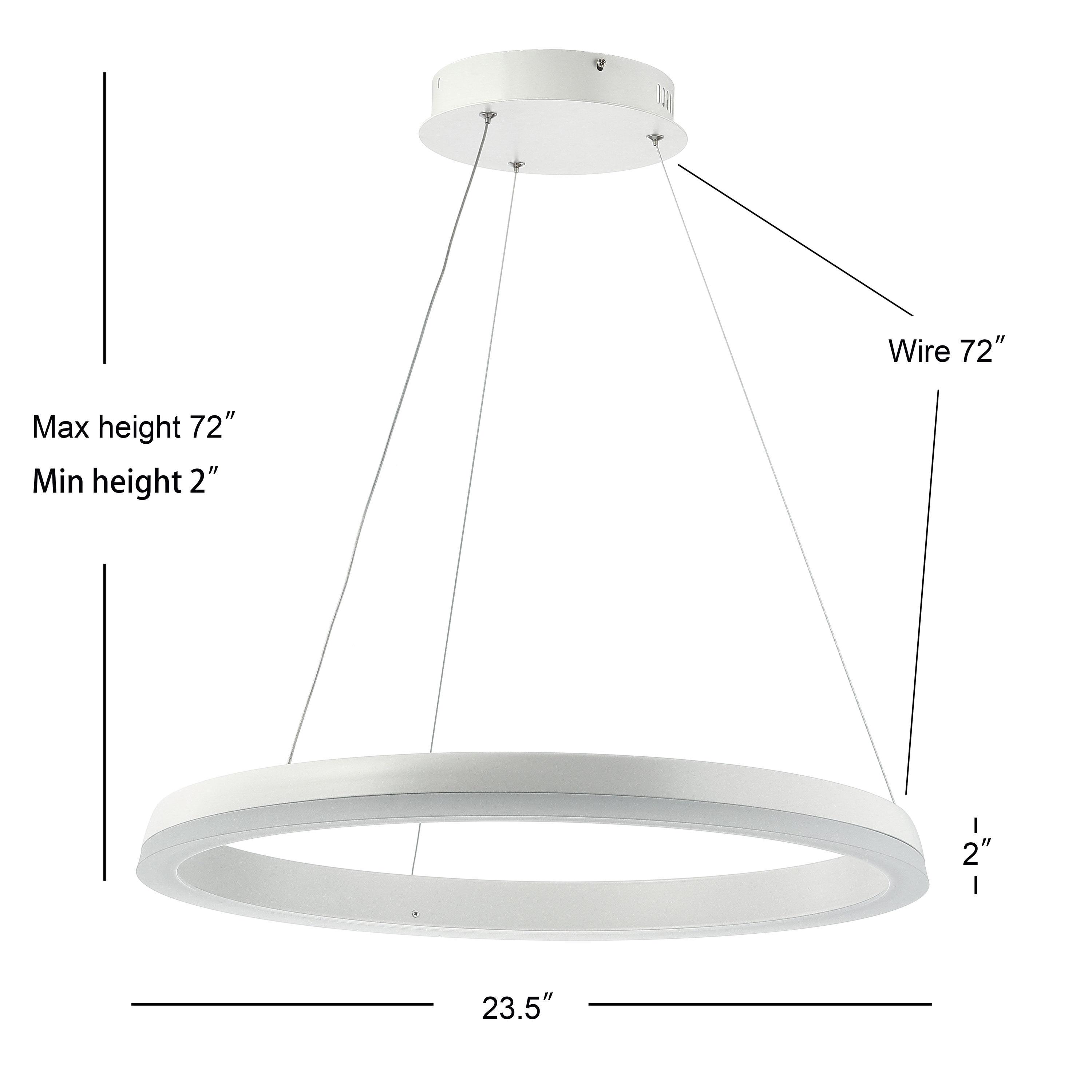 JONATHAN Y Benton 23.5" 1-Light LED Metal Hoop Pendant, by JONATHAN  Y Matte White Matte