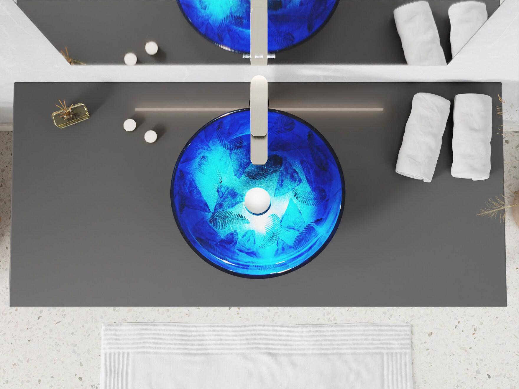 ANZZI 16.5'' Stellar Blue Glass Circular Bathroom Sink