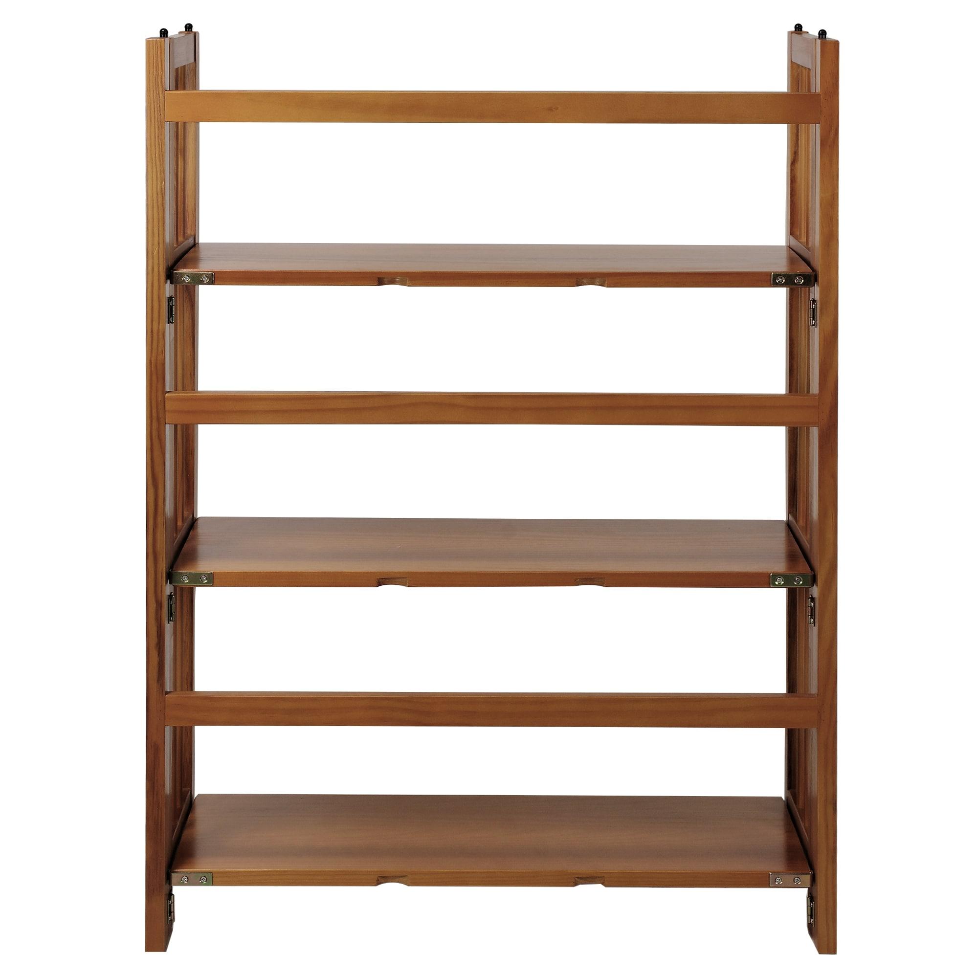 3 Shelf Folding Stackable Bookcase, 27.5" Wide, Espresso