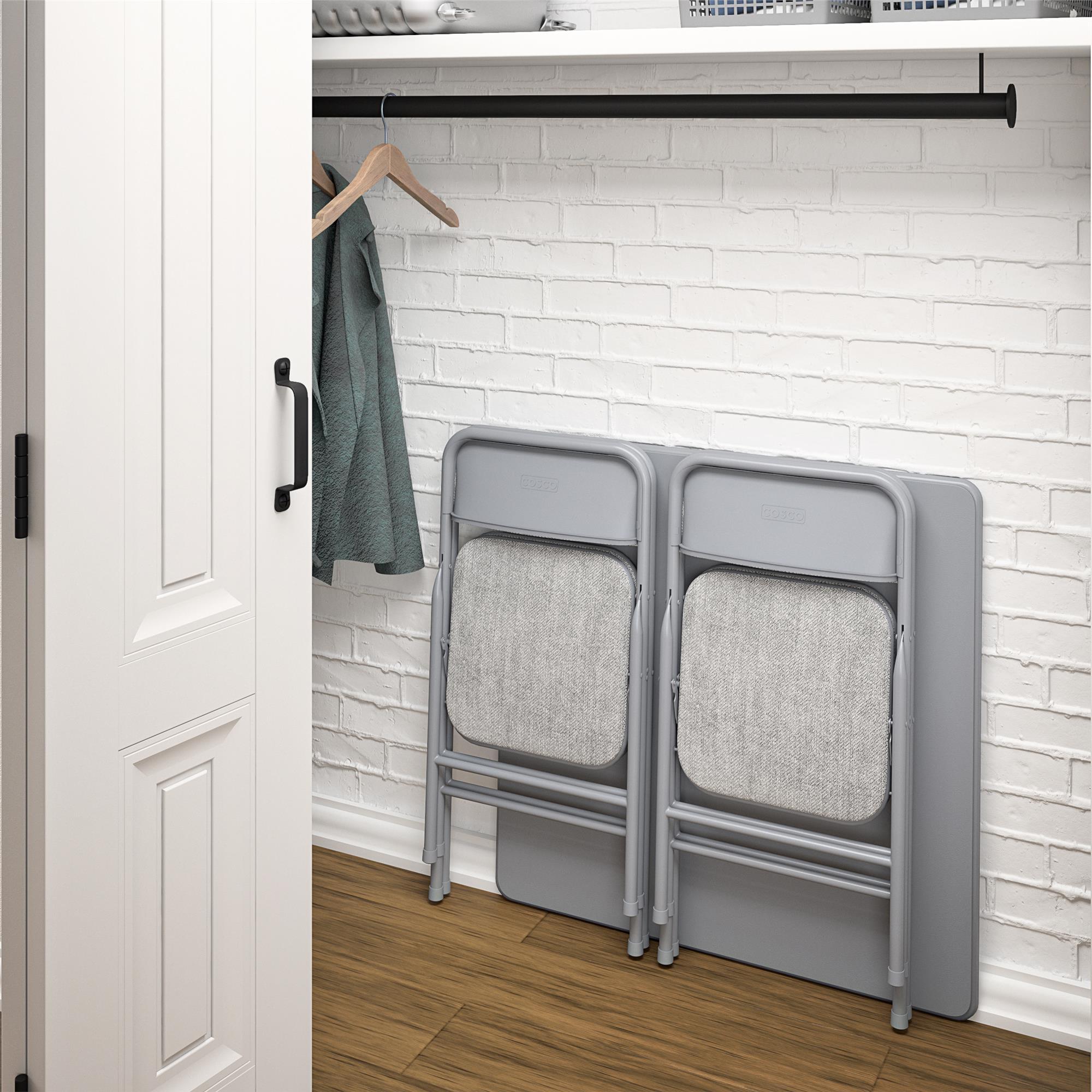 COSCO 5-Piece Folding Fabric Dining Set & 34" Vinyl Card Table