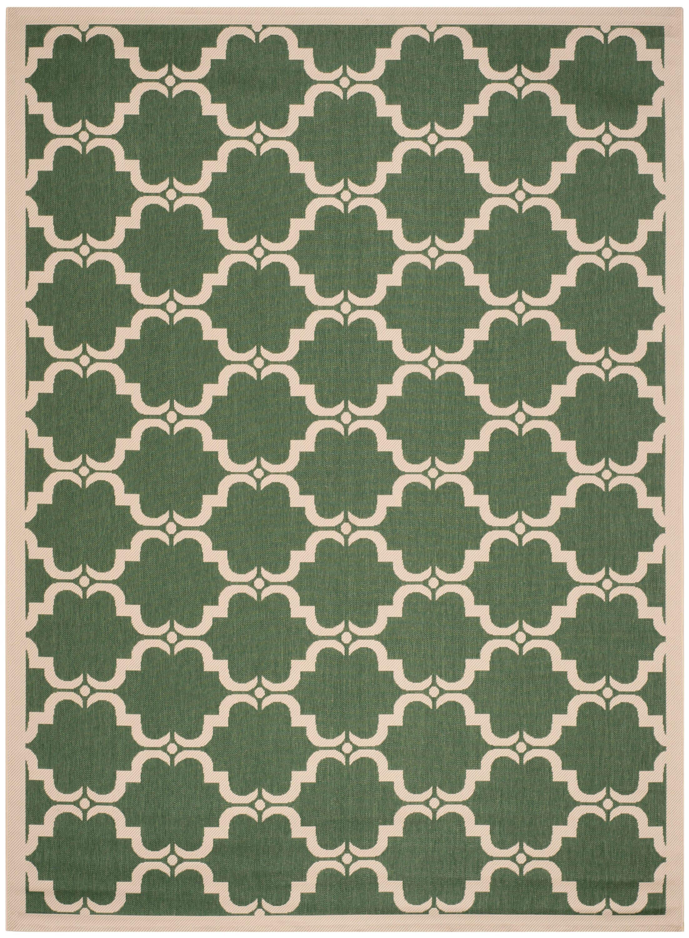 SAFAVIEH Courtyard Estelle Geometric Indoor/Outdoor Area Rug, 9' x 12', Dark Green/Beige