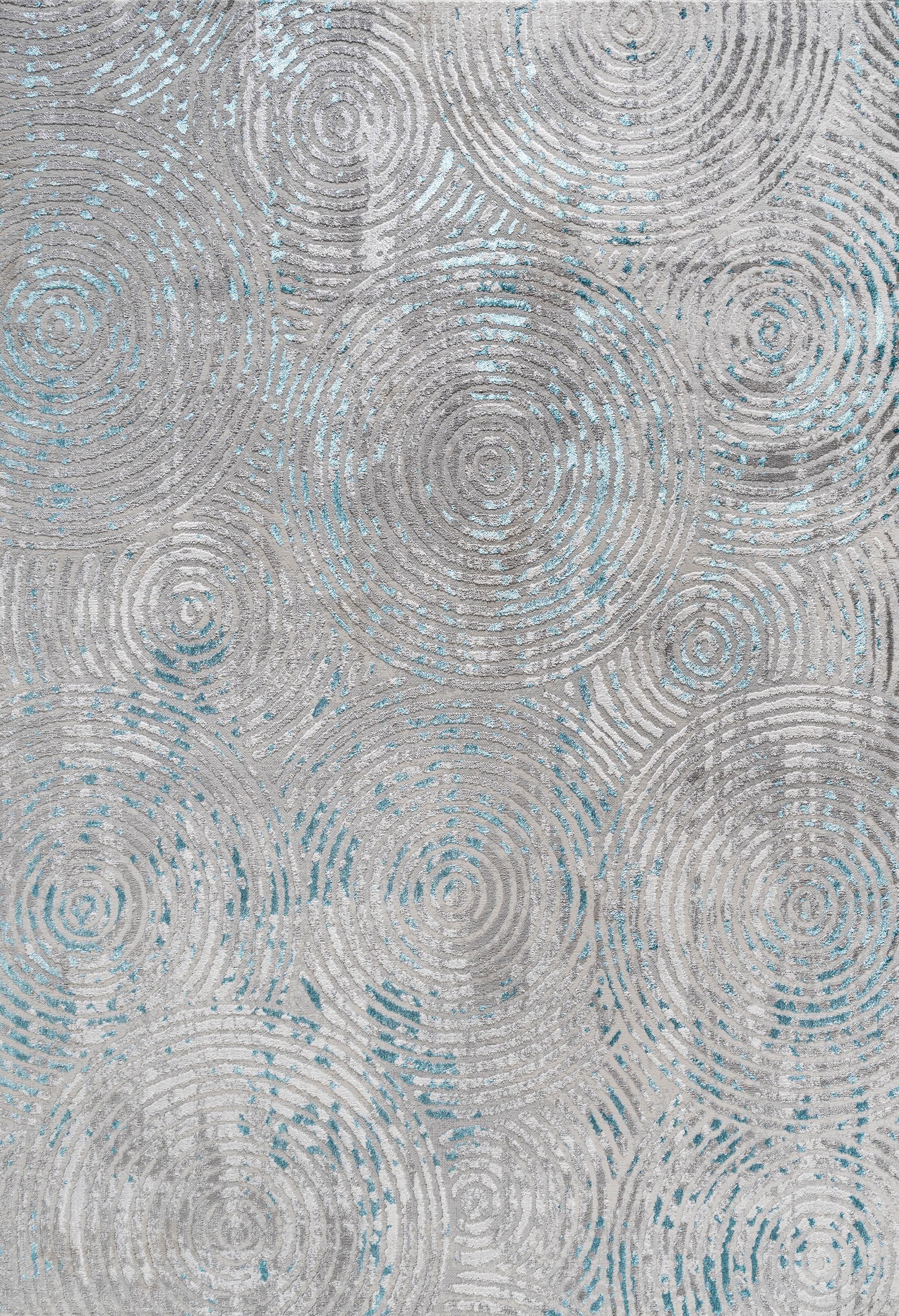 8'x10' Timeworn Modern Abstract Area Rug, Gray/Turquoise - JONATHAN Y