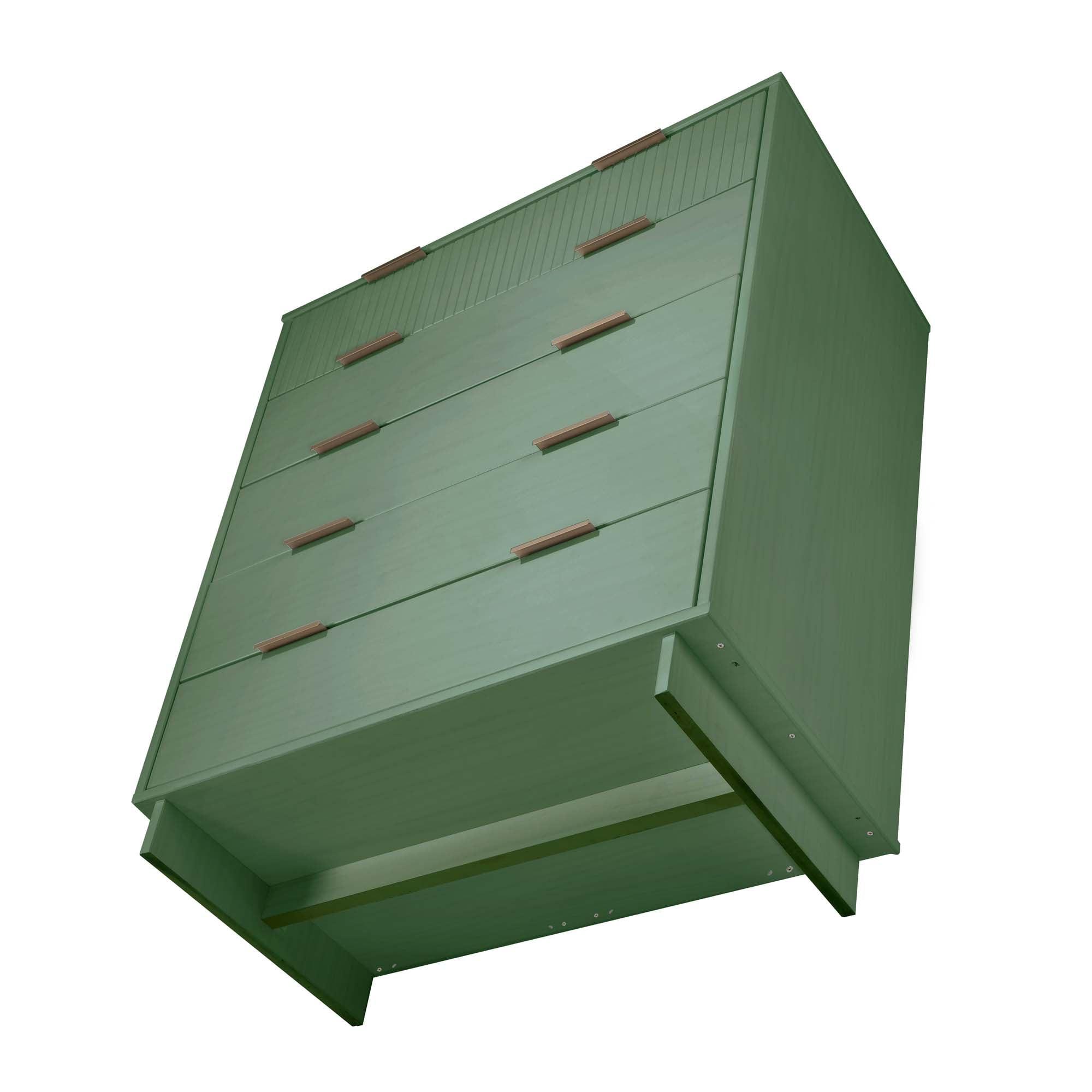 Tall Granville Modern 5 Drawer Dresser Sage Green - Manhattan Comfort: UV Painted, Soft Close, Metal Handles