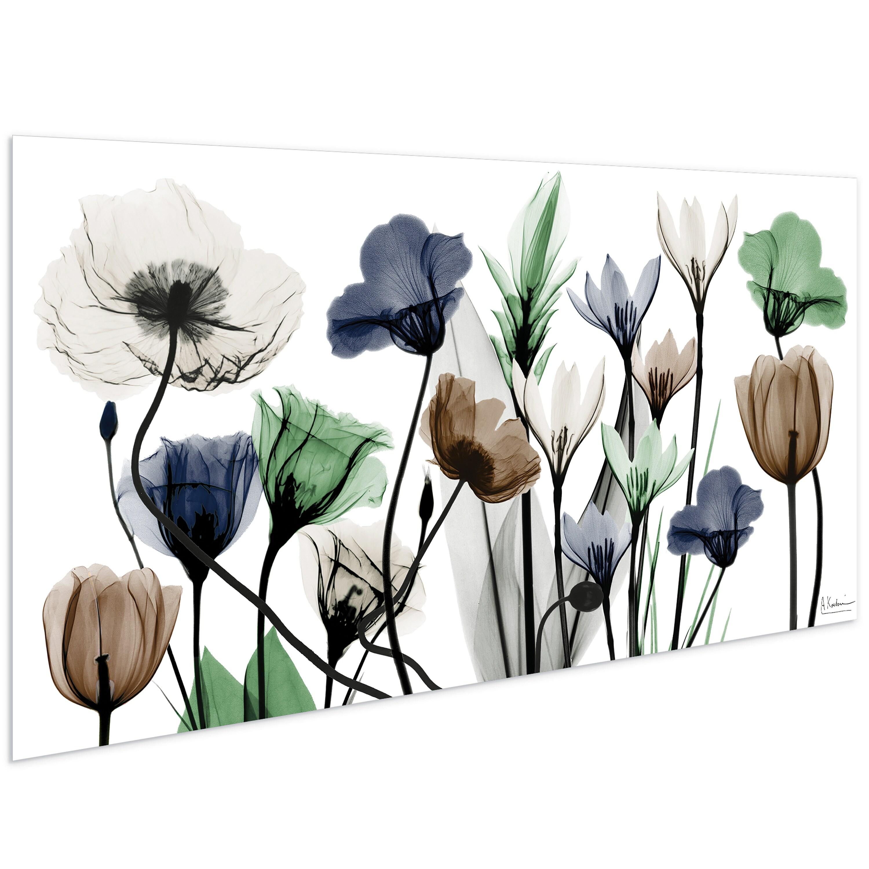 Empire Art Direct Floral Landscape Frameless Free Floating Tempered Glass Panel Graphic Flower Wall Art, 24" x 48" x 0.2", Ready to Hang