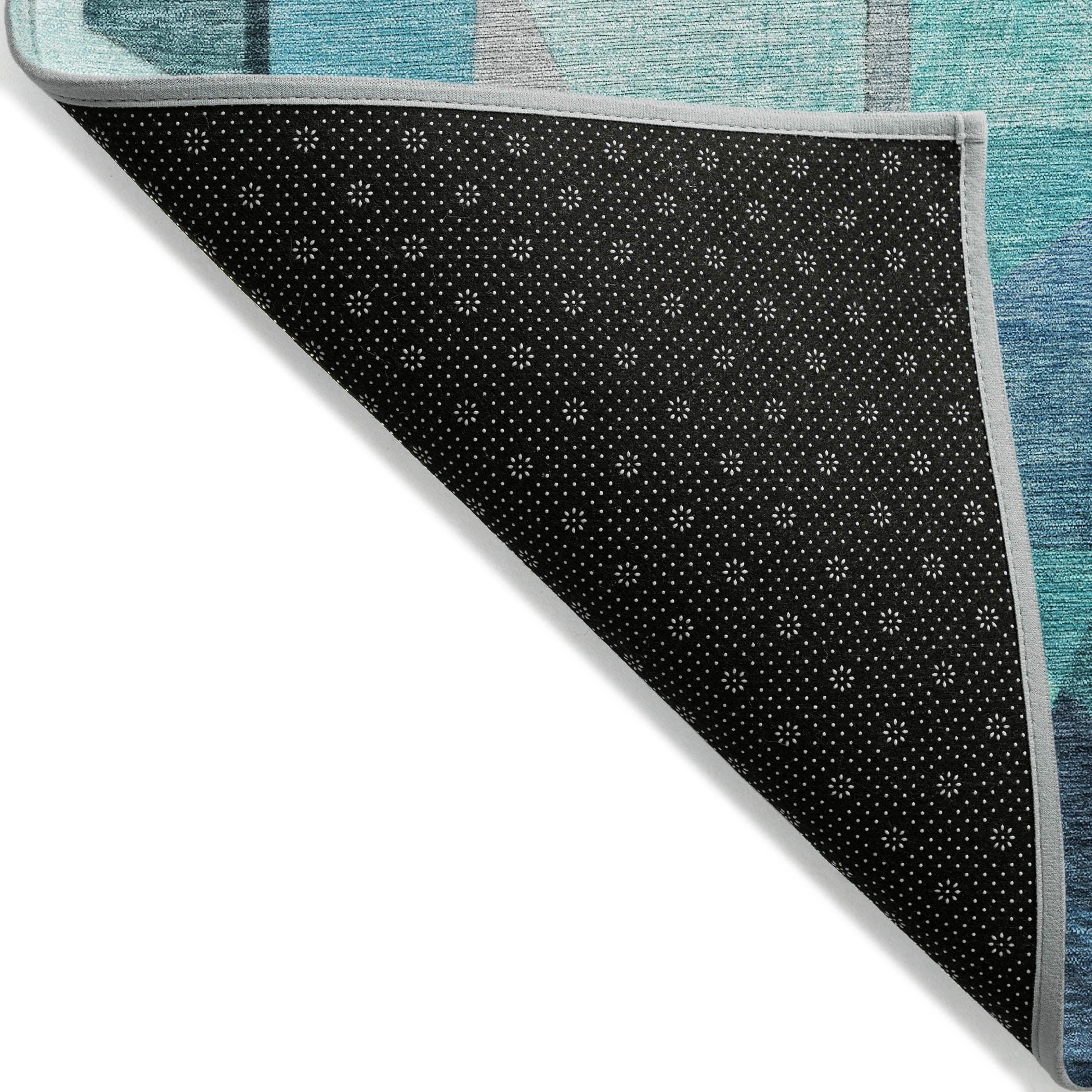 Machine Washable Indoor/Outdoor Chantille Teal Rug
