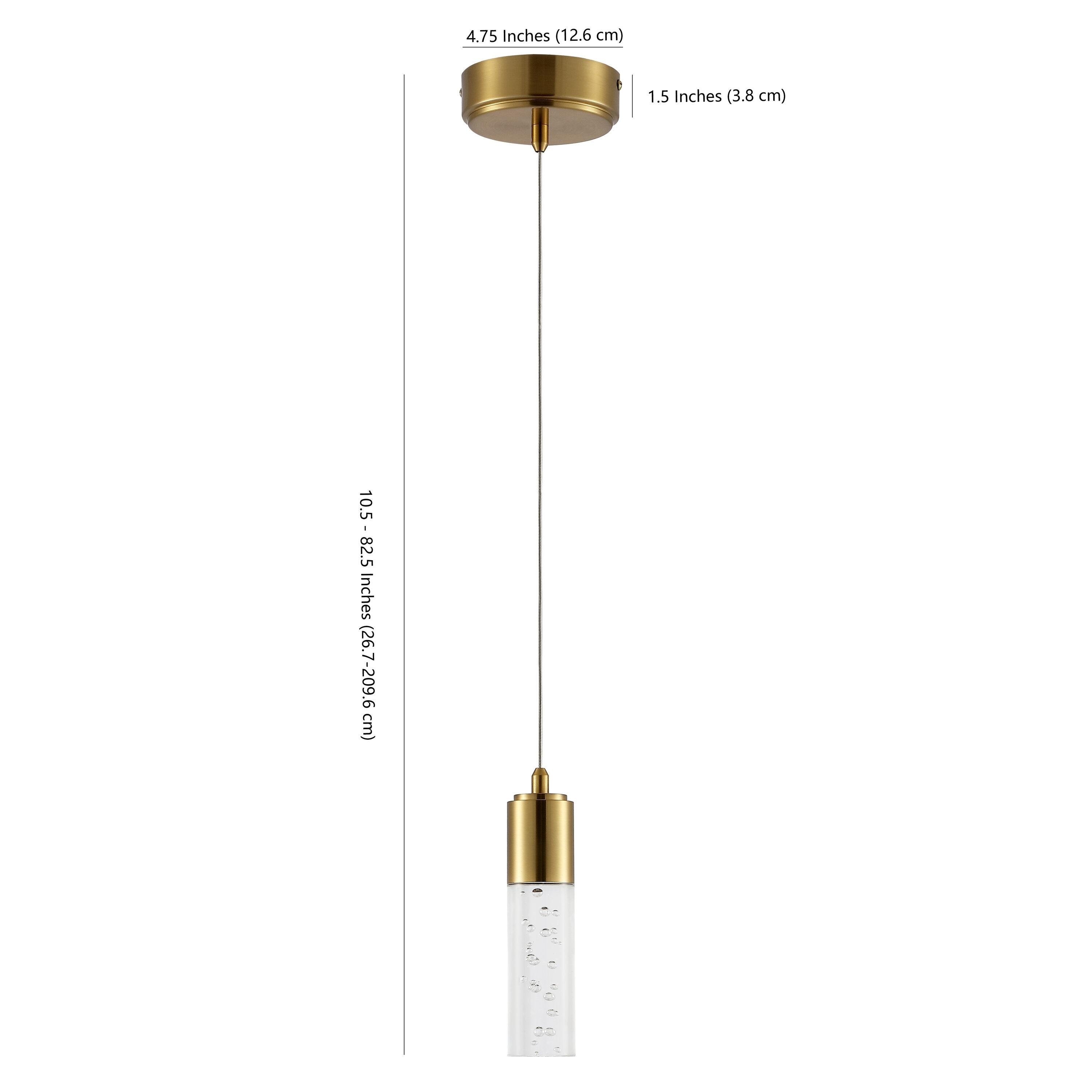 JONATHAN Y Cristal 1-Light Bubble Acrylic/Iron Modern Minimalist Integrated LED Pendant, by JONATHAN  Y - 1 Light Gold
