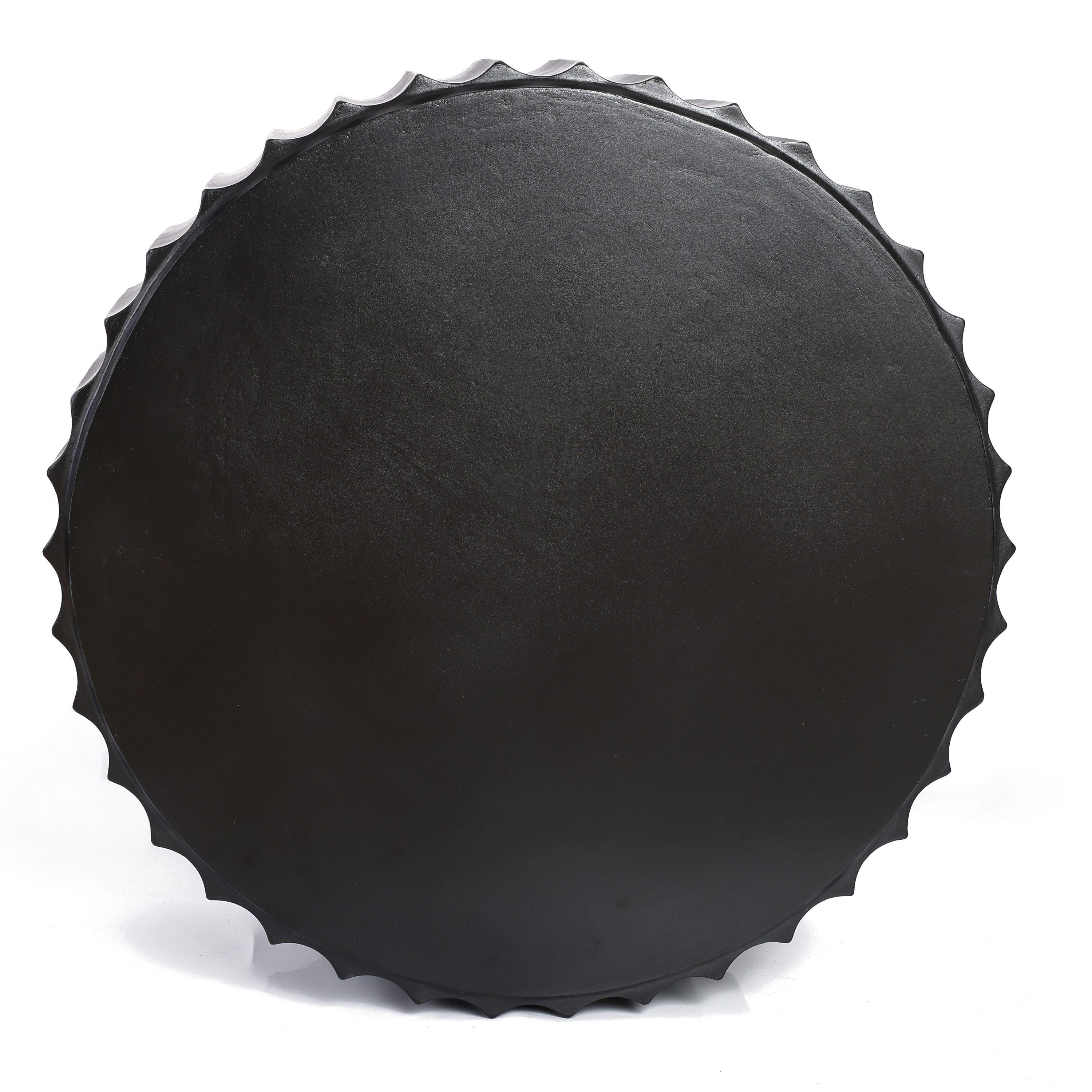 Black Cement Round Coffee Table for Outdoors and Indoors, Modern Accent, Housewarming Gifts