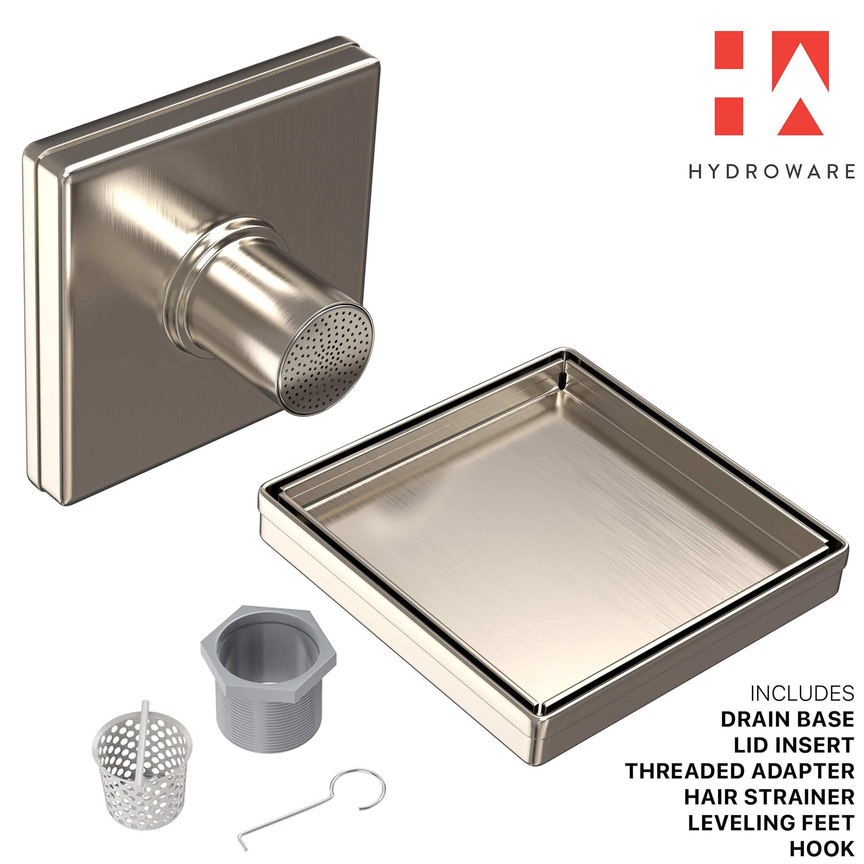 6-Inch Stainless Steel Square Shower Drain with Hair Strainer