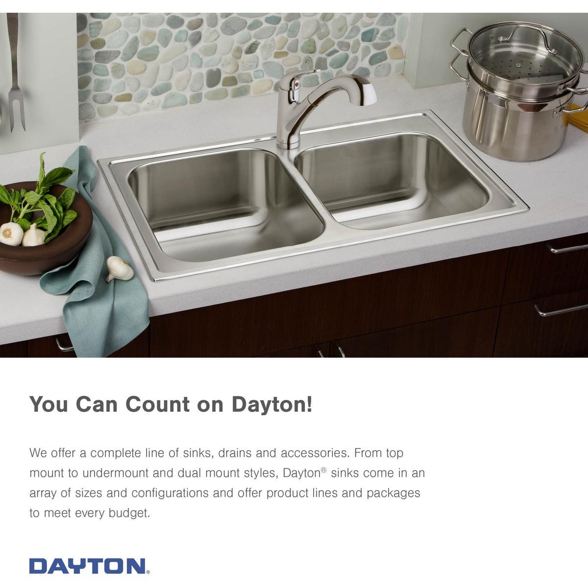 Elkay Dayton Stainless Steel 27" x 22" x 8", Single Bowl Dual Mount Sink