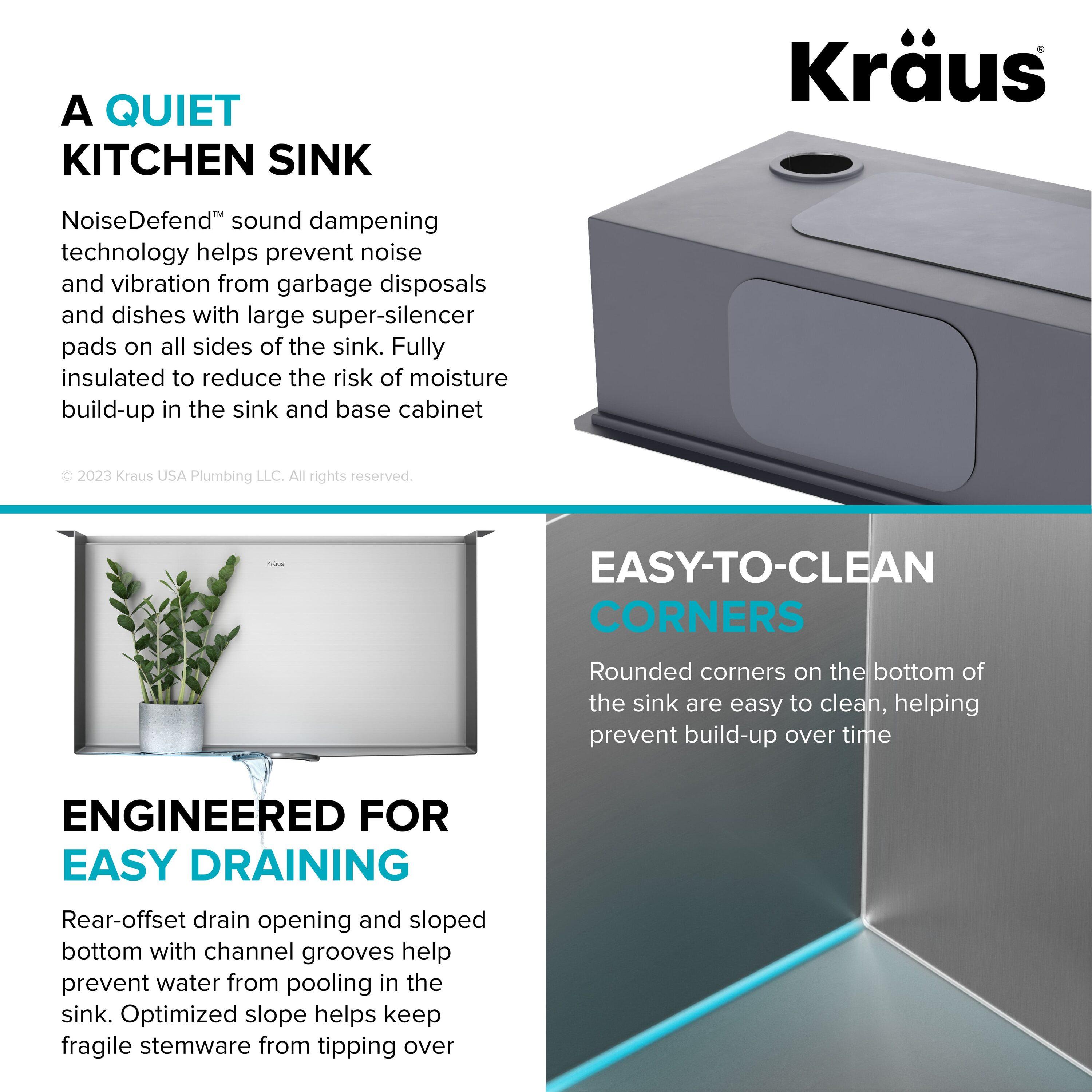 KRAUS Kore™ 23" L Undermount Workstation 16 Gauge Stainless Steel Single Bowl Laundry Utility Kitchen Sink