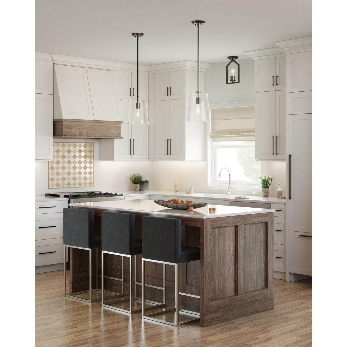 Progress Lighting, Clarion, 1-Light Pendant, Matte Black, Clear Glass Shade