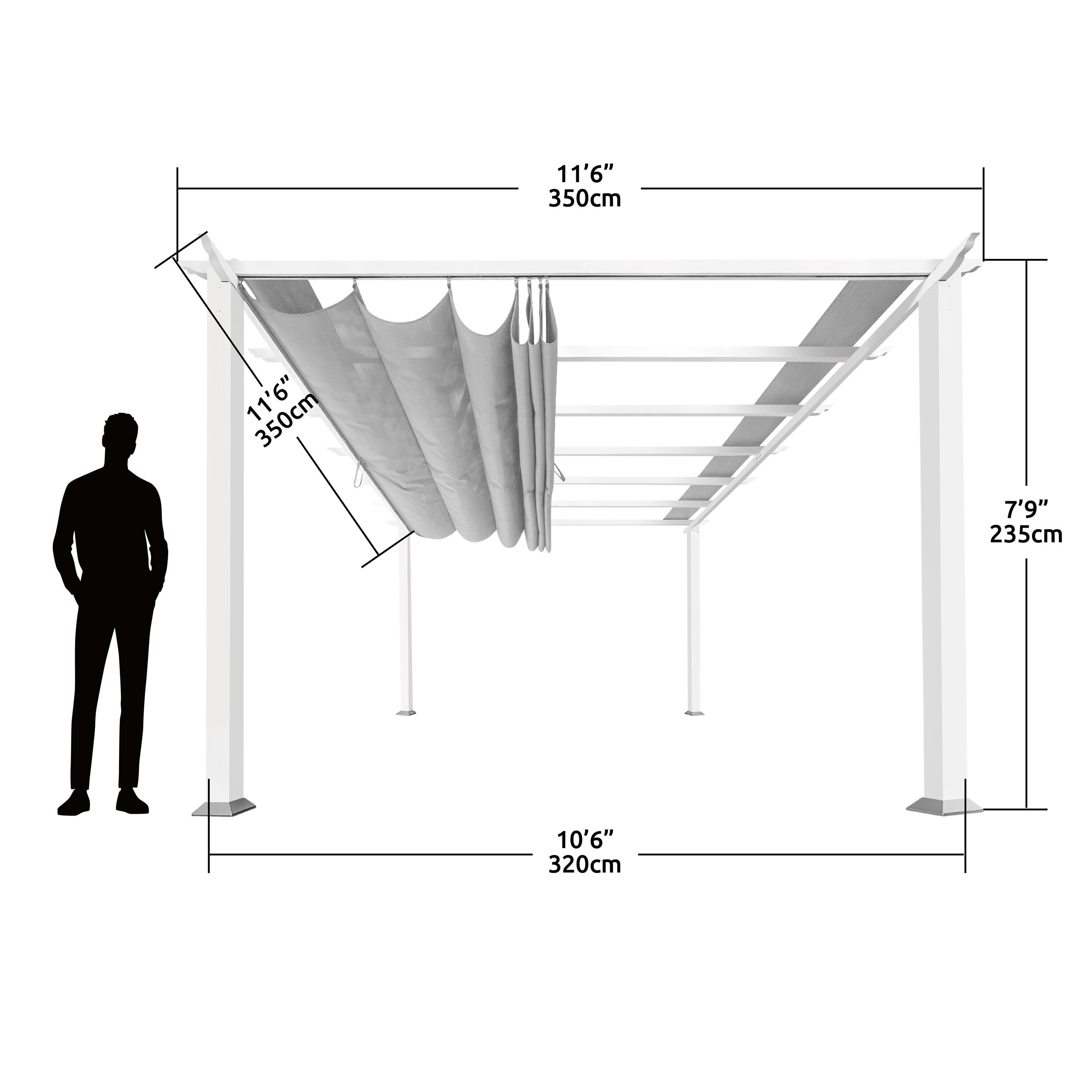 Paragon-Outdoor Florence  Aluminum Pergola in Powder-Coated Finish with Adjustable Canopy
