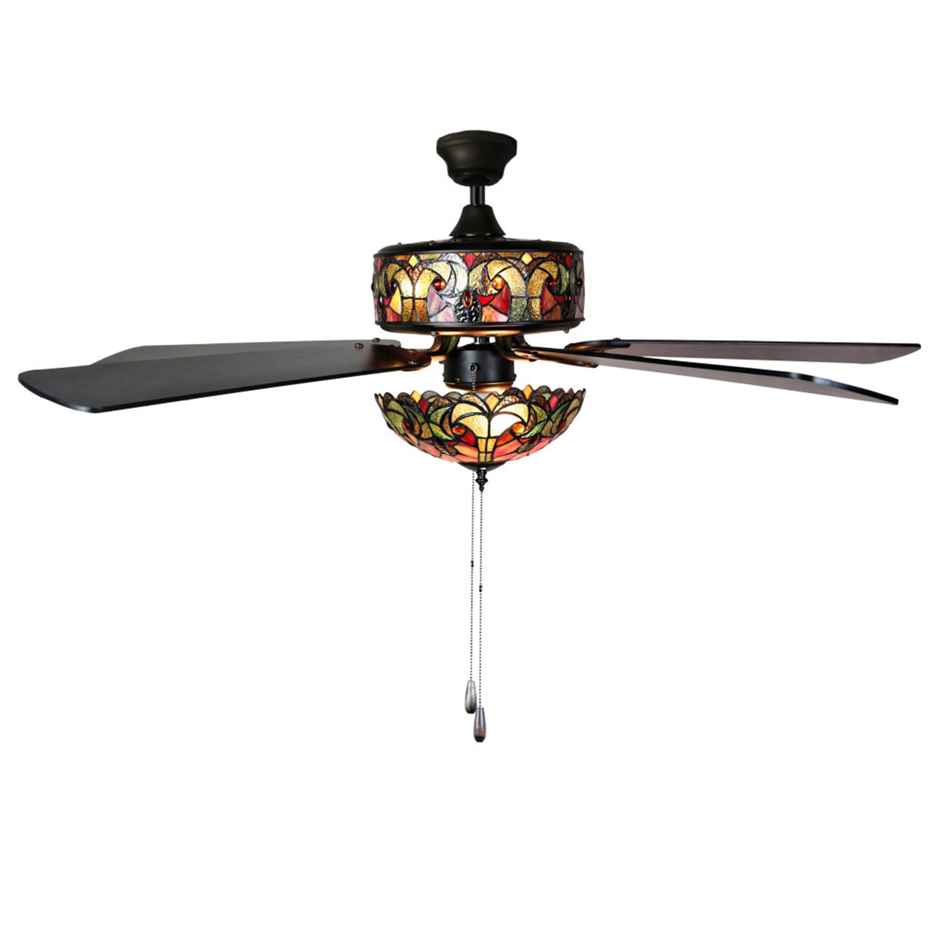 River of Goods 52" Halston Stained Glass LED Ceiling Fan With Light