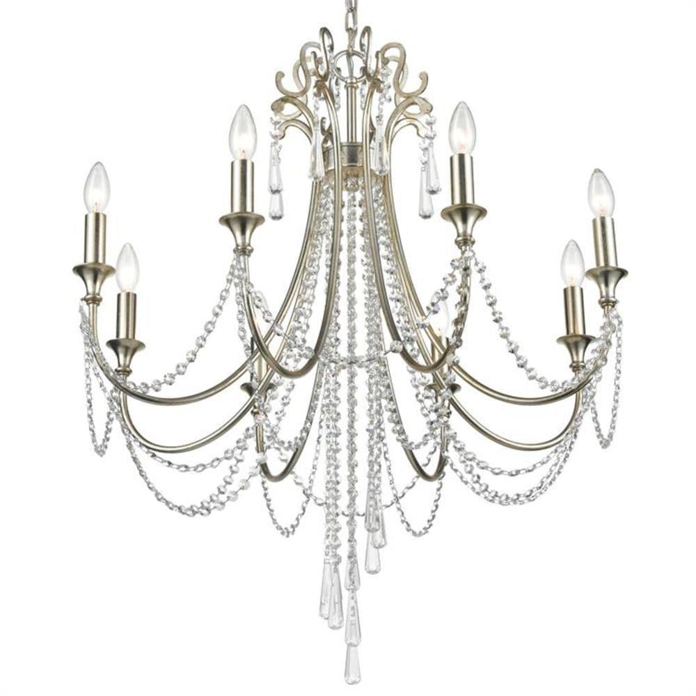 Crystorama Lighting ARC-1908-SA-CL-MWP Arcadia - 8 Light Chandelier   Antique Silver Finish with Clear Hand Cut Crystal