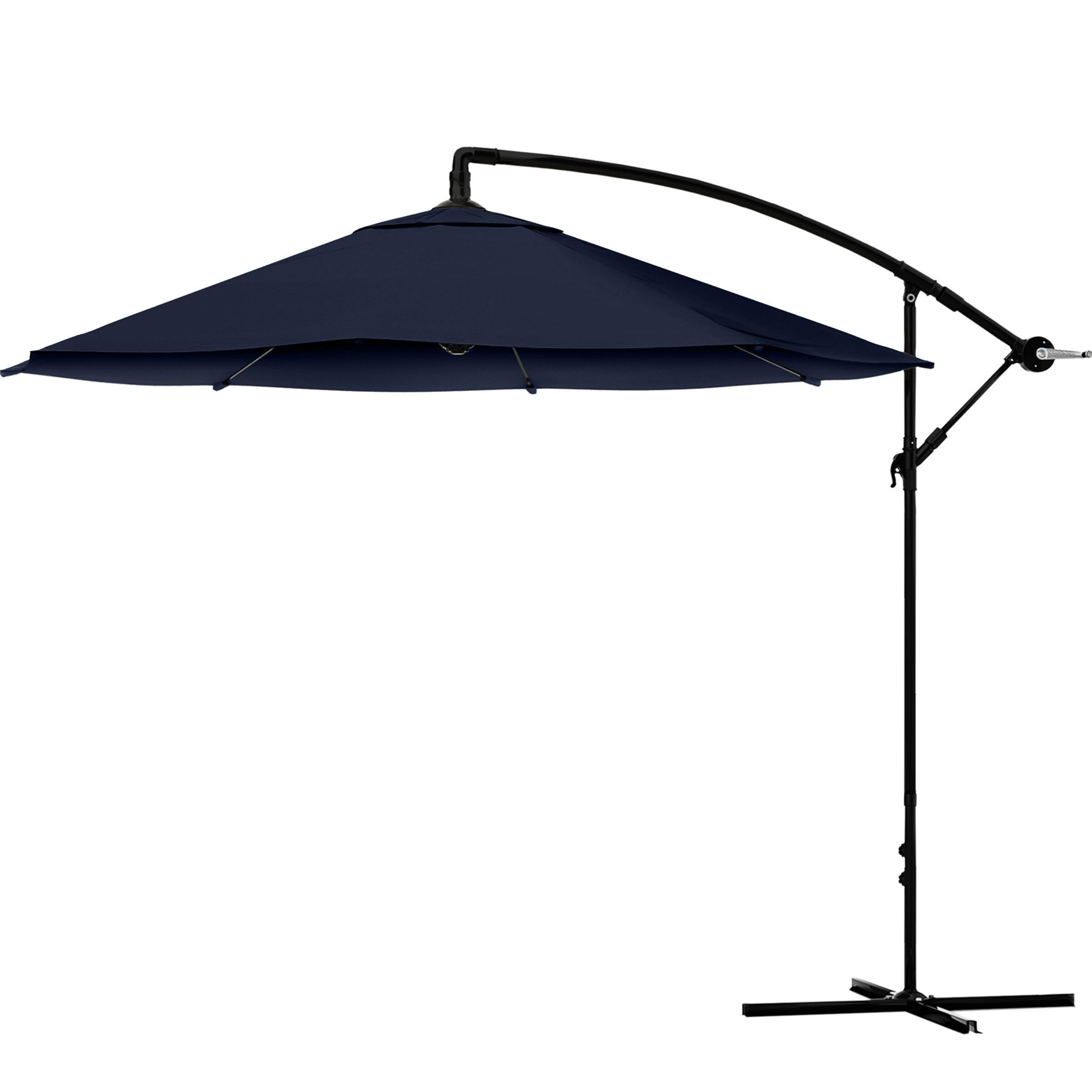 Pure Garden 10' Octagon Outdoor Patio Cantilever Umbrella Navy Blue: Weather-Resistant, Crank Lift, No Tilt