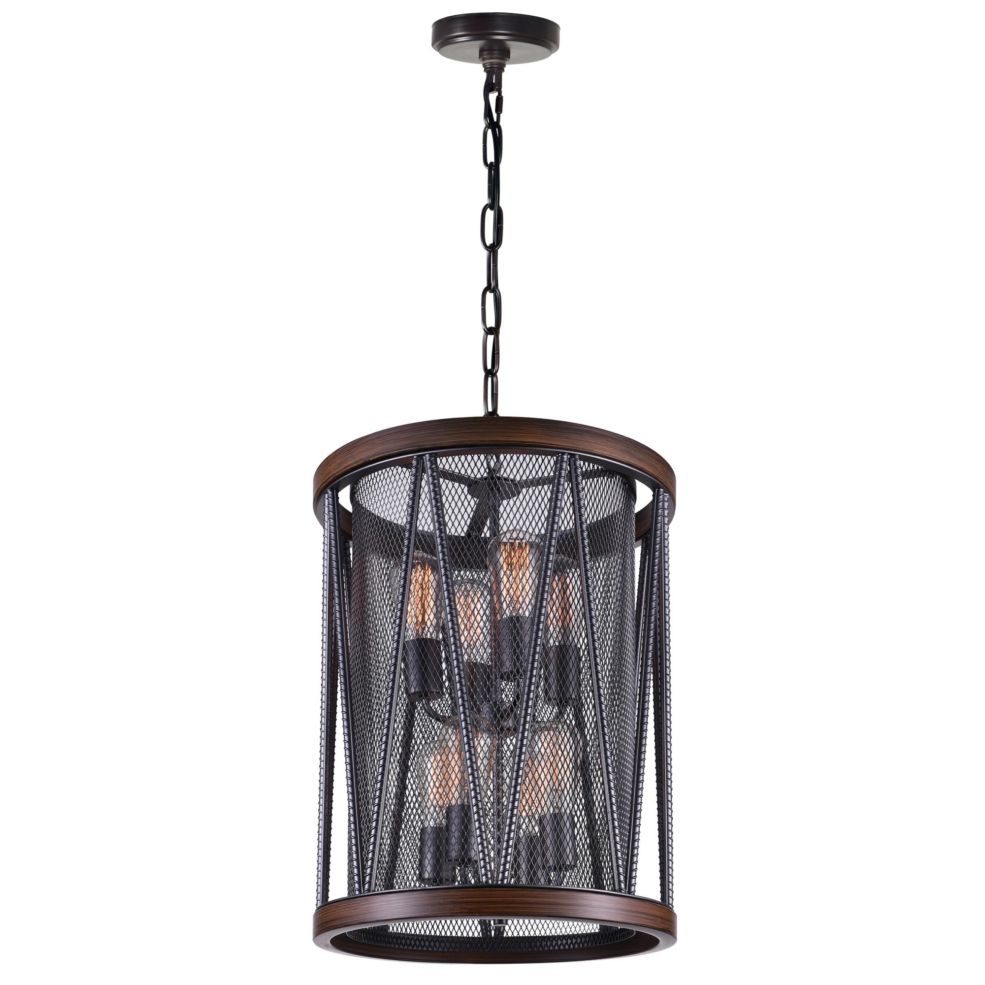 CWI Lighting Parsh 8 Light Drum Shade Farmhouse Metal Chandelier in Pewter