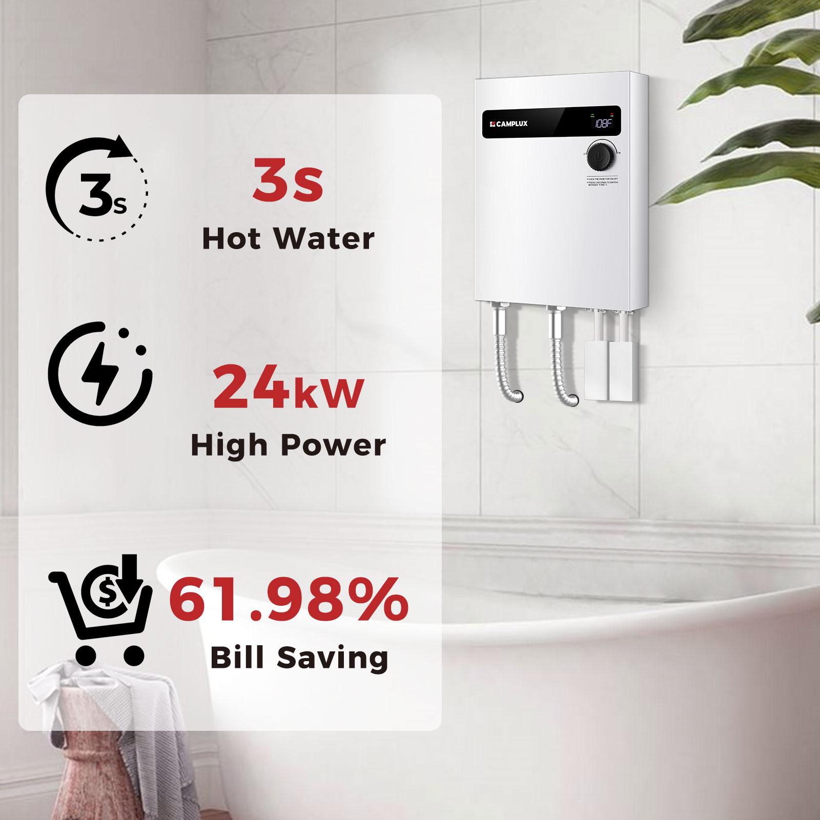 CAMPLUX 24 kW 4.7 GPM 240-Volt Electric Tankless Water Heater