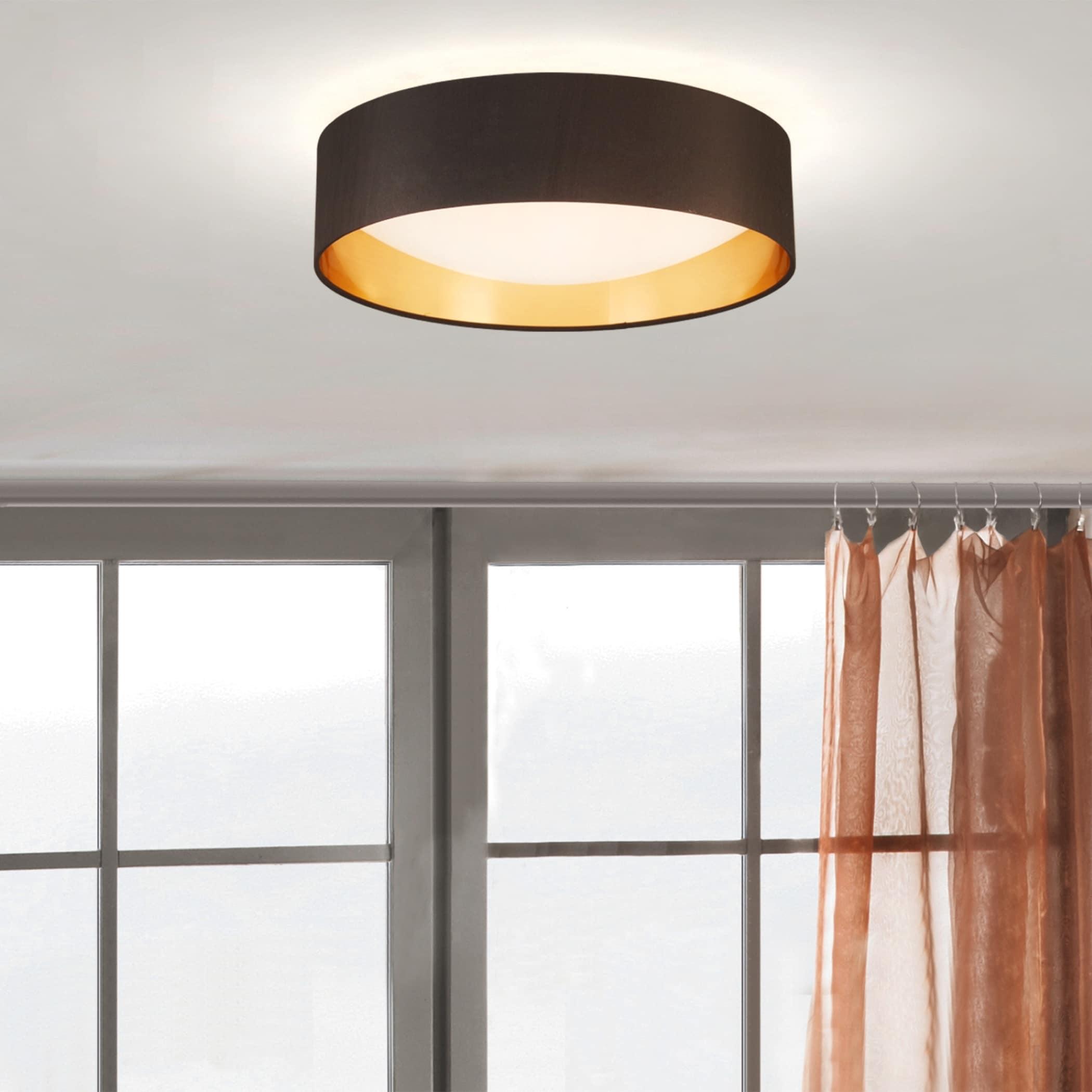 Eglo Lighting Orme 16 Inch Flush Mount Ceiling Light Fixture, Black & Gold
