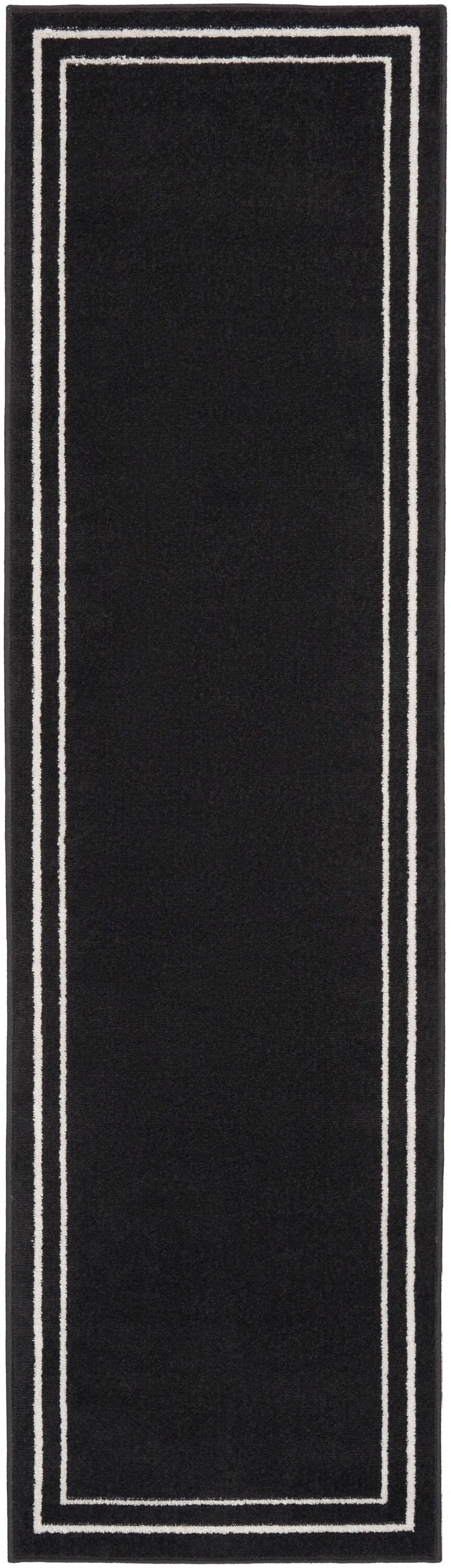 Nourison Essentials Indoor/Outdoor Black Ivory 2' x 6' Area Rug, (2x6)