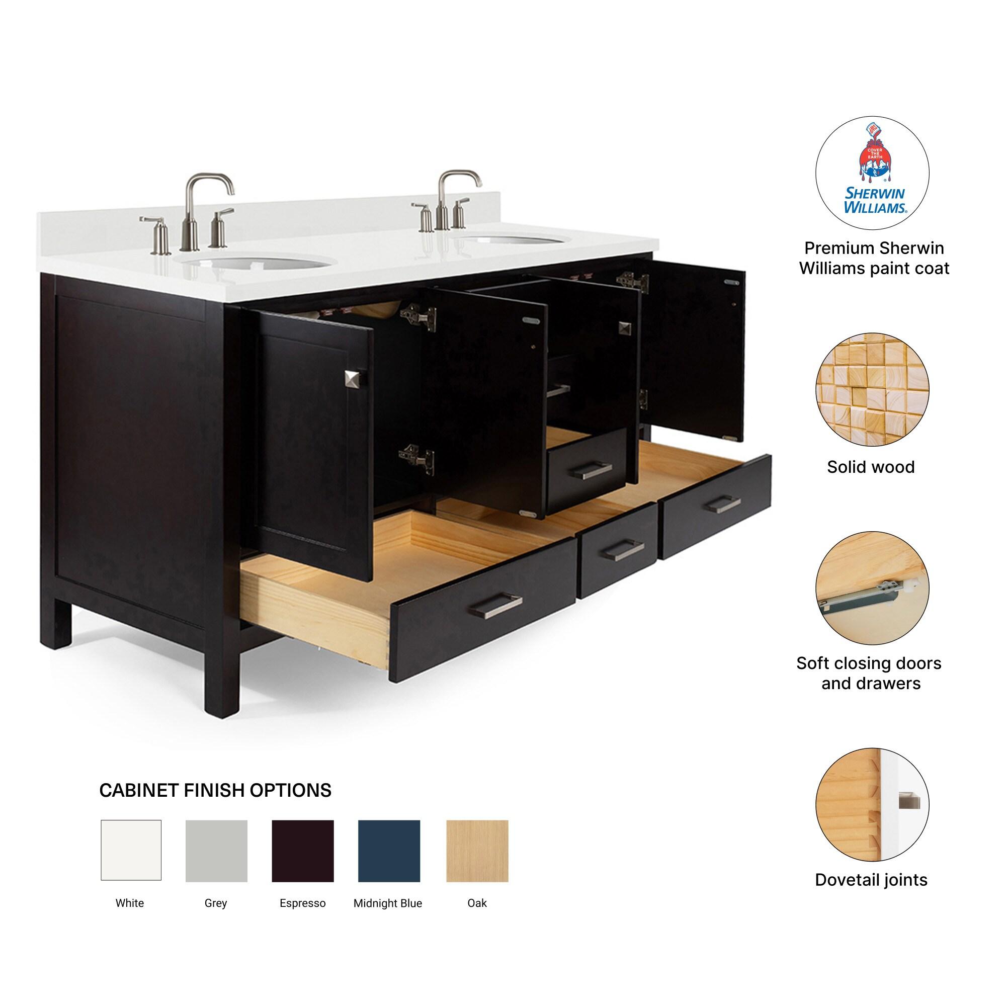 Ariel A073dwqovo Cambridge 73" Free Standing Double Basin Vanity Set - Brown