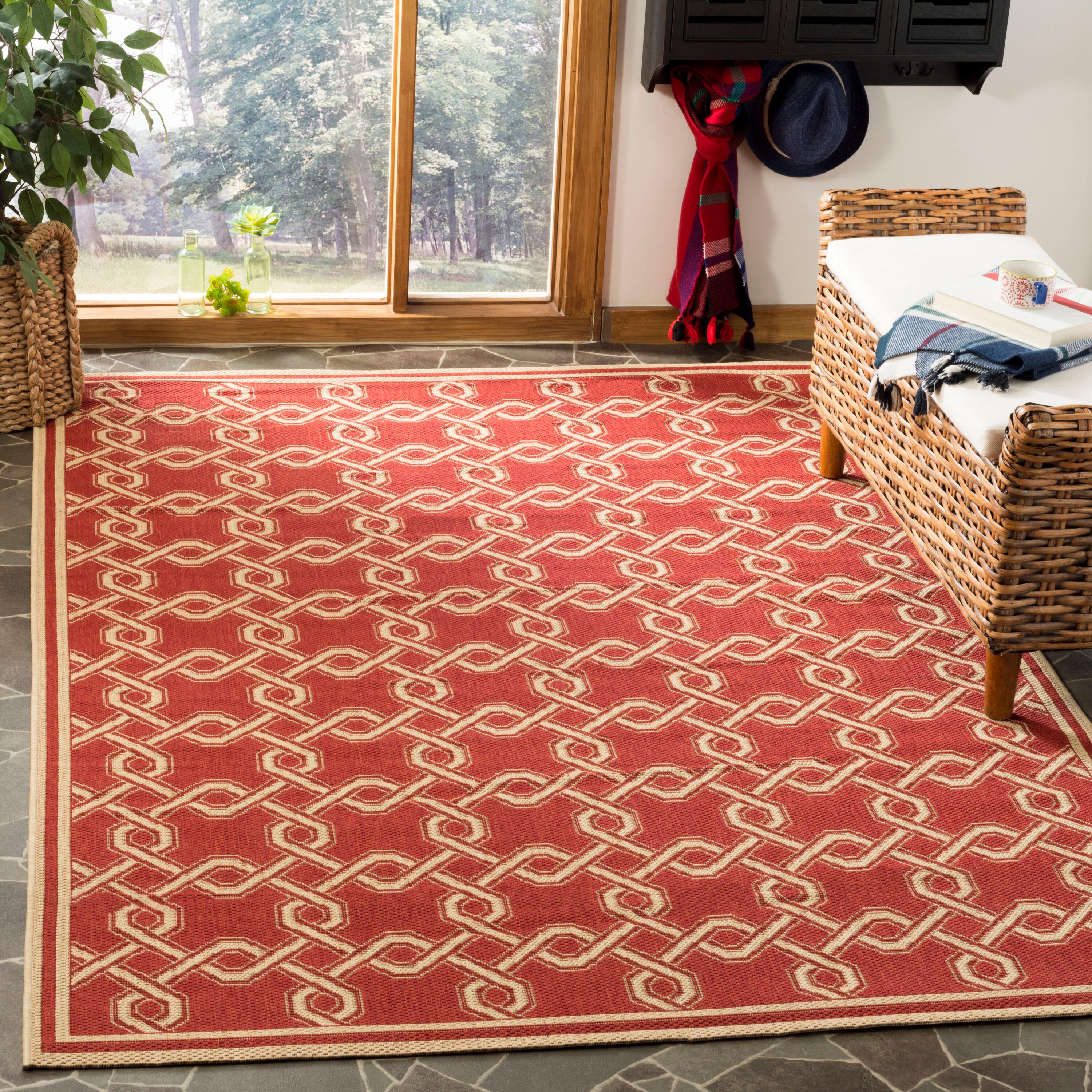 Martha Stewart Crosslink - MSR4253 - Indoor Power Loomed Area Rugs - Red/Creme - 4'x5'7"