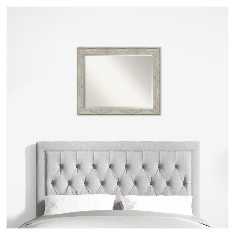 33" x 27" Crackled Framed Bathroom Vanity Wall Mirror Metallic - Amanti Art: Modern Rectangle, Beveled, No Assembly Required