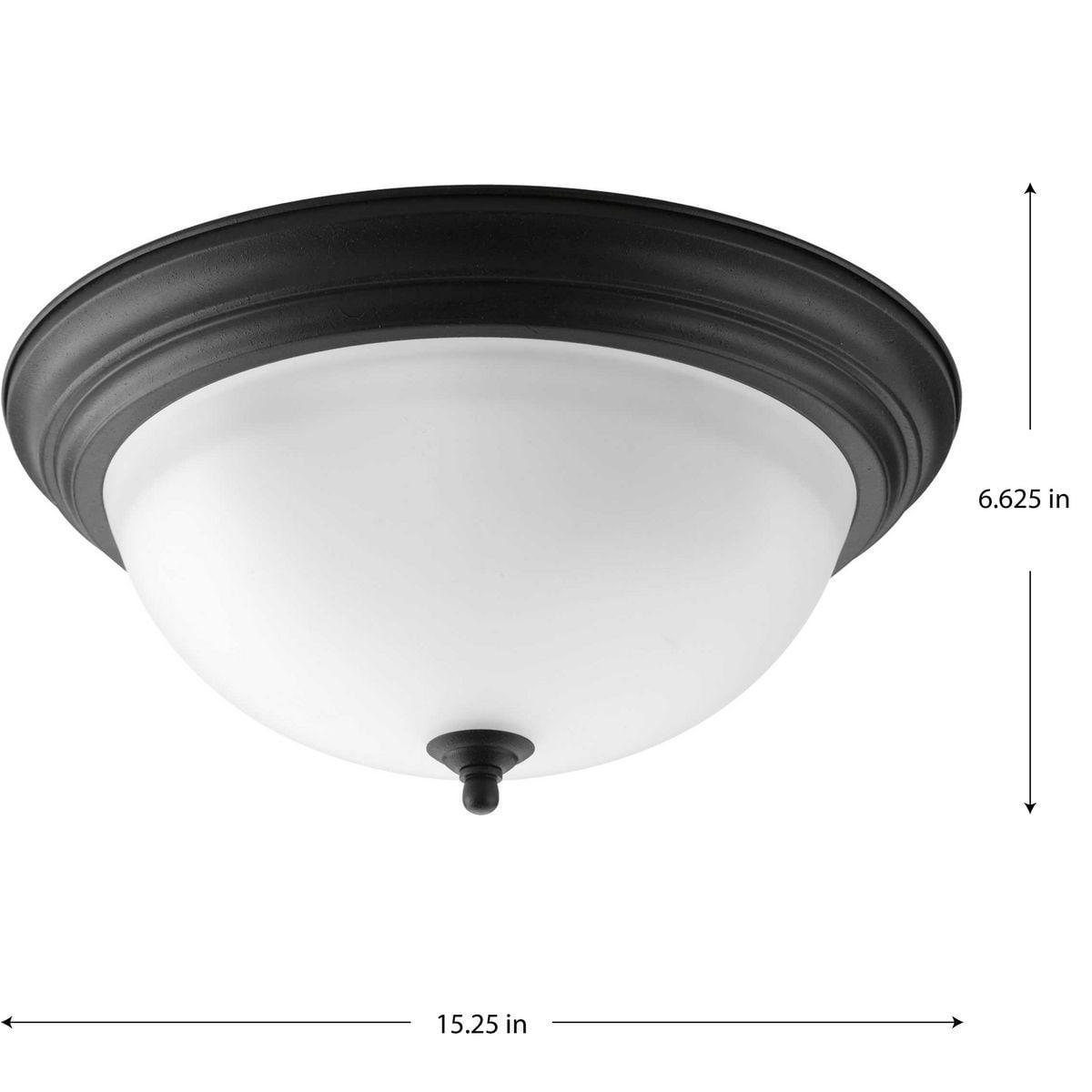 Progress Lighting Melon Collection 3-Light Flush Mount, Forged Black, Alabaster Glass Shade