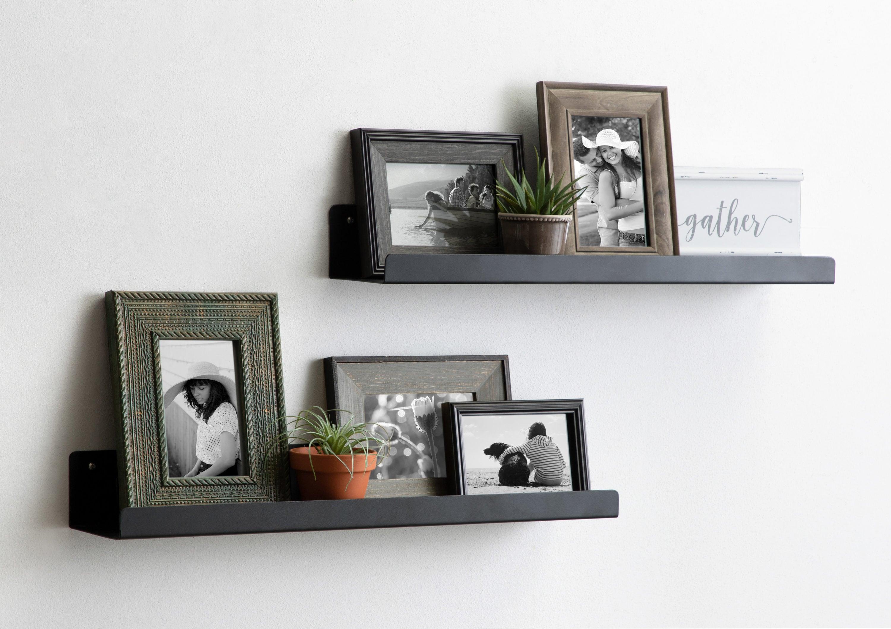 Kate and Laurel Mezzo Modern Metal Ledge Shelf Set, Black 2 Piece