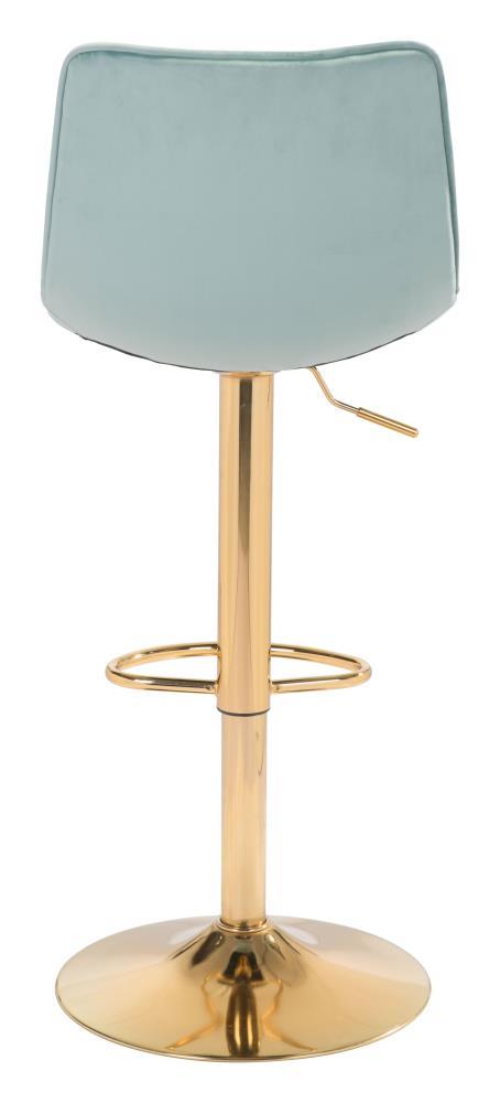 Contemporary Swivel Adjustable Bar Stool in Light Green & Gold