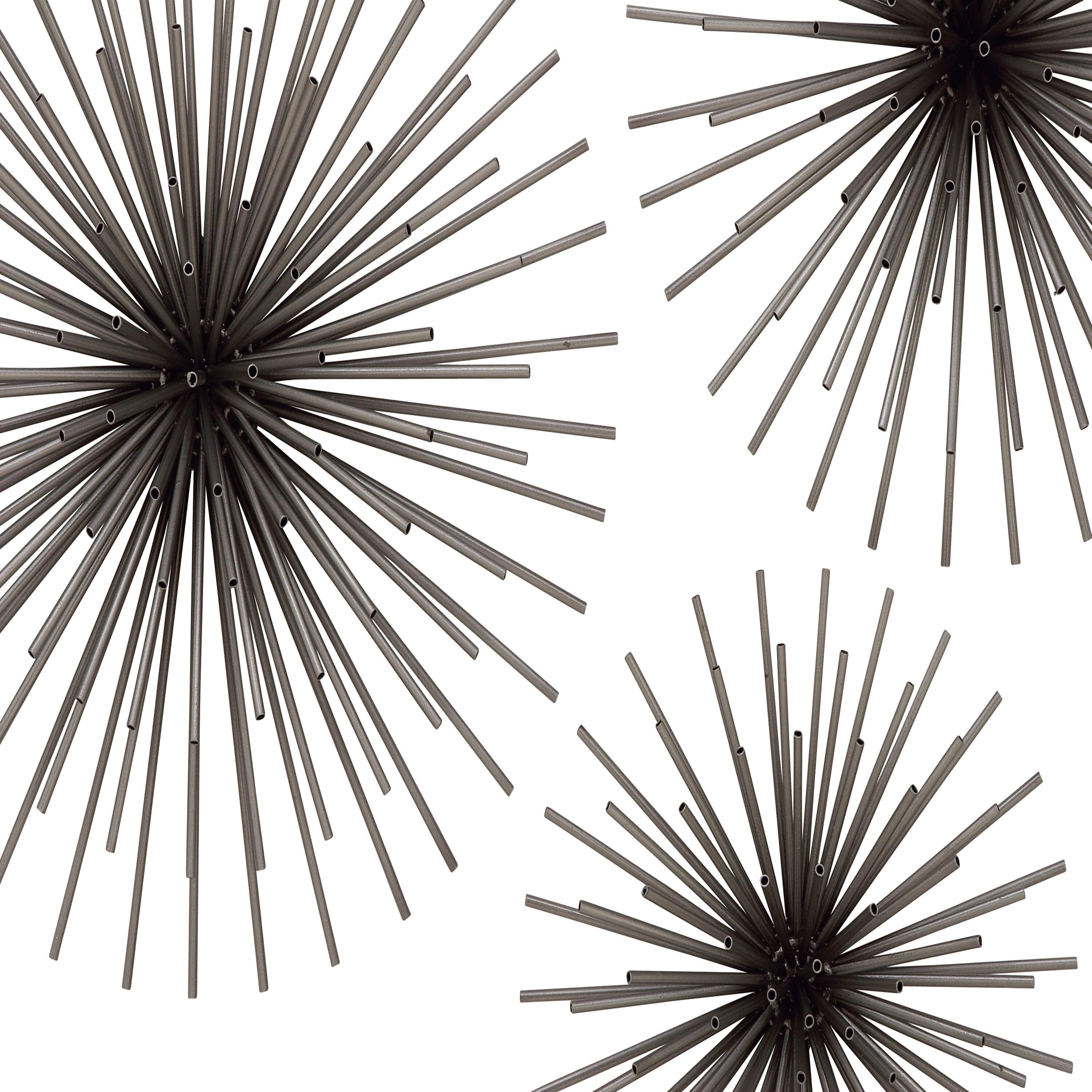 Set of 3 Metal Starburst 3D Wall Decors Black - Olivia & May: Contemporary Iron Artwork, Vertical Display