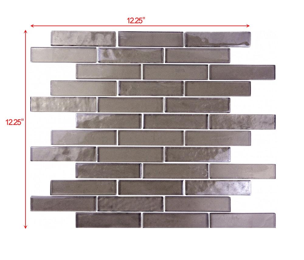 Landscape 1 in. x 4 in. Translucent Glass Plastic Face Mounted Brick Mosaic Designer Pool Tile