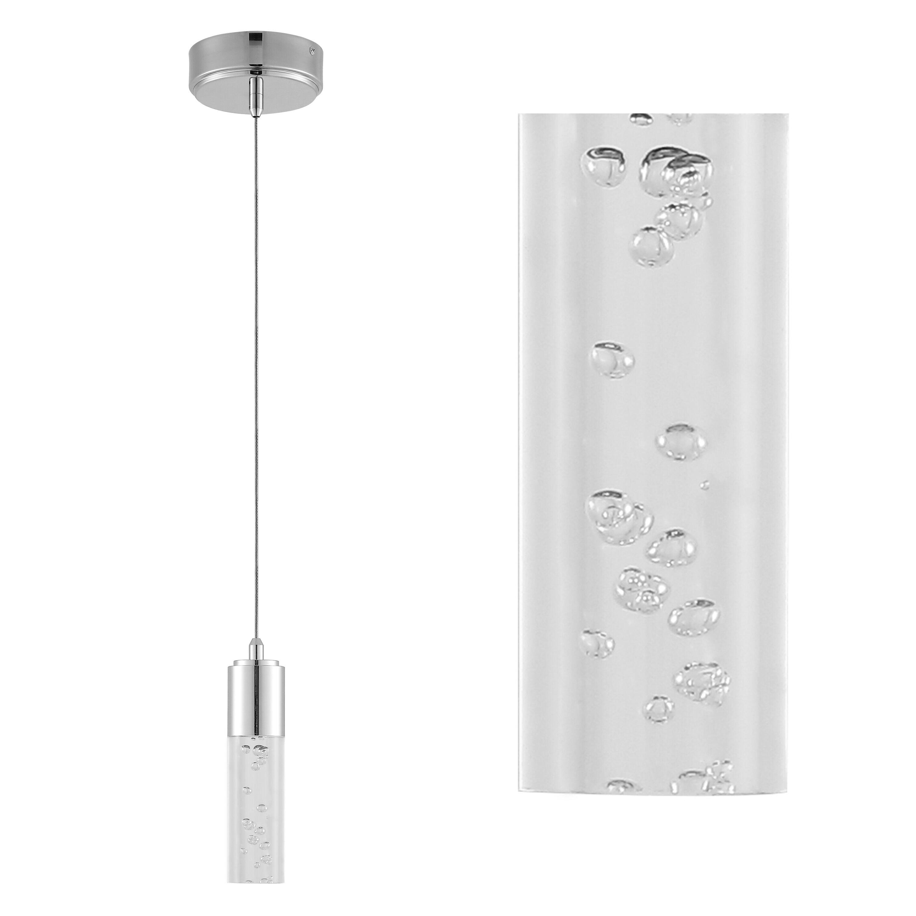 Bolha 4.75" 1-Light Bubble Acrylic/Iron Modern Minimalist Integrated LED Pendant, Chrome