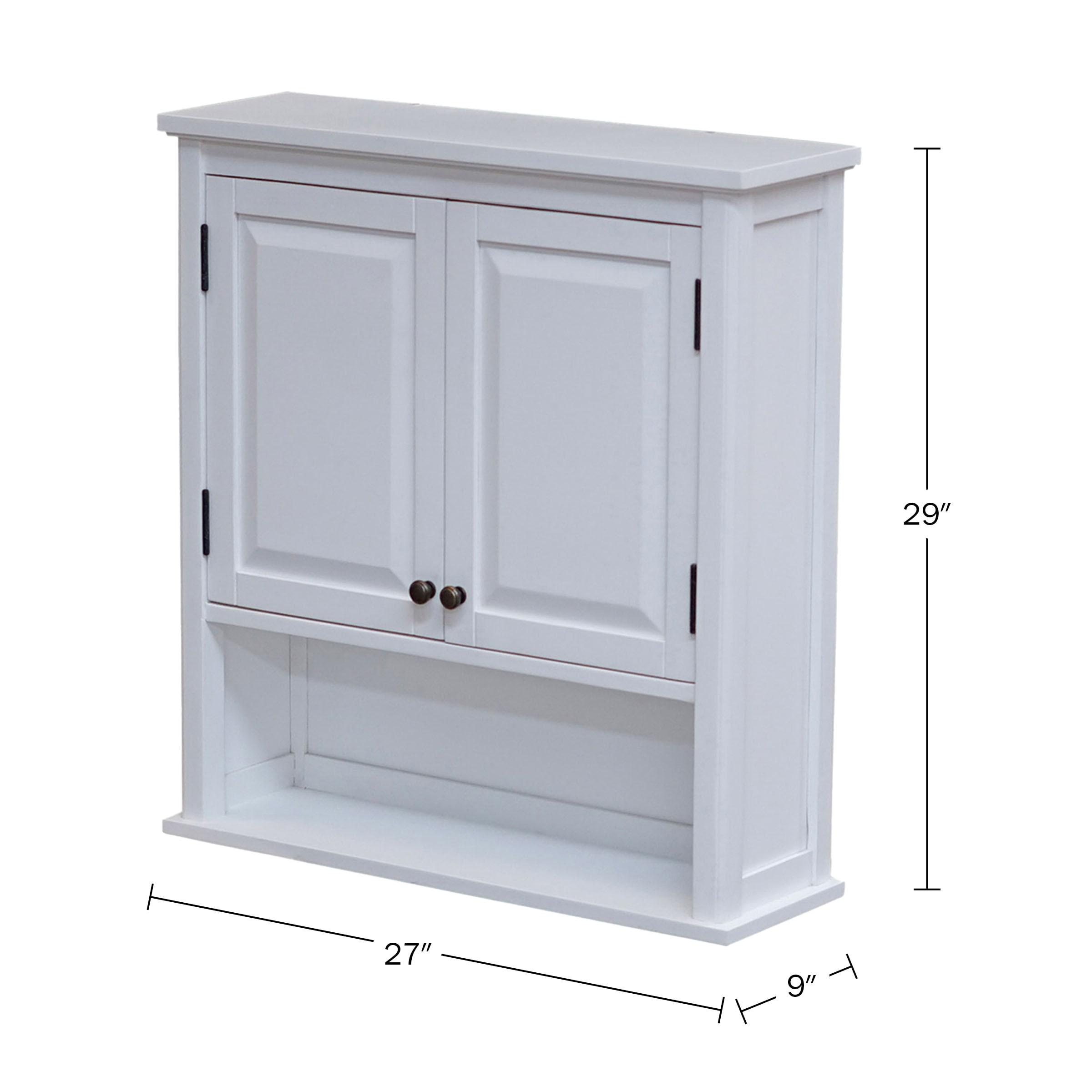 Dorset Wall Mounted Bath Storage Cabinet with Two Doors and Open Shelf White - Alaterre Furniture: Hardwood Medicine Cabinet, Adjustable Shelf