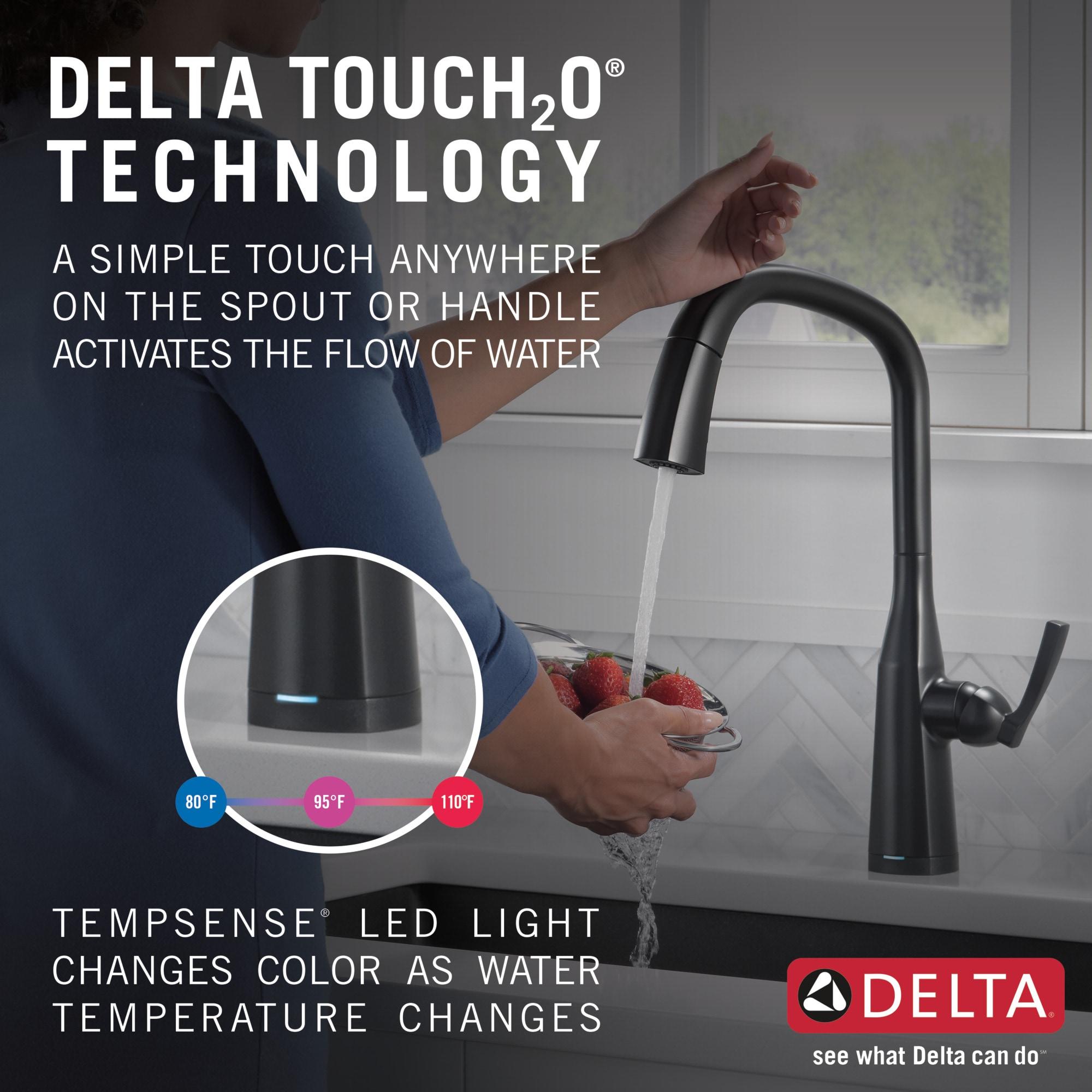 Stryke Pull Down Touchless Single Handle Kitchen Faucet with Delta VoiceIQ Technology and With Accessories