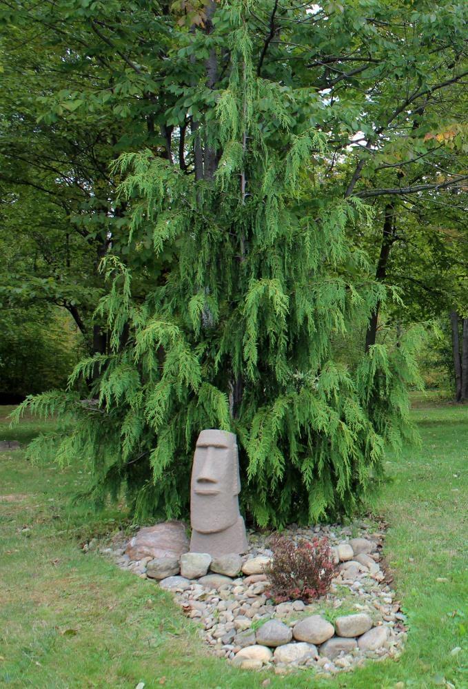 28" Textured Sandstone Resin Easter Island Head Garden Statue